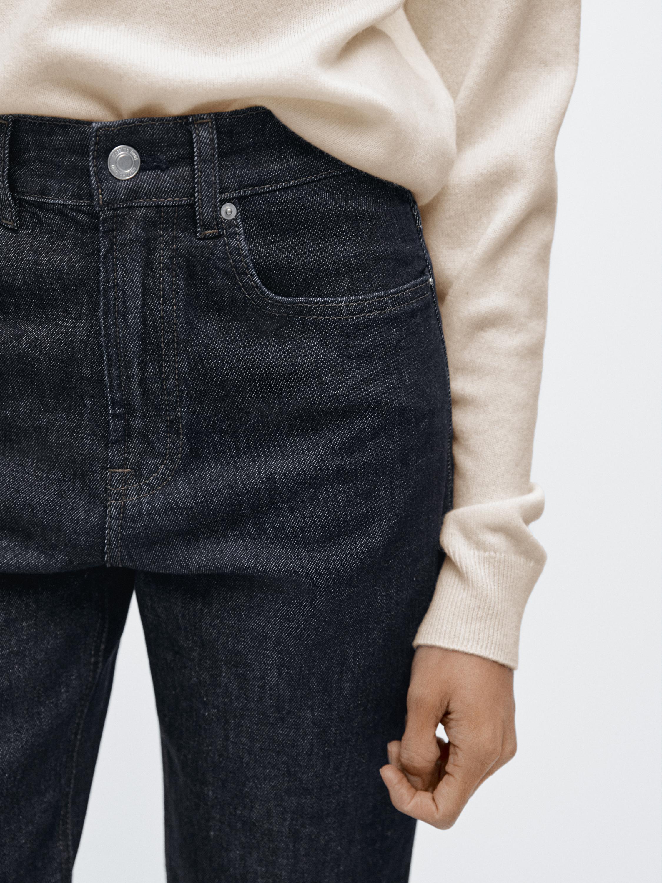 High-waist straight-leg comfort jeans — DARK BLUE