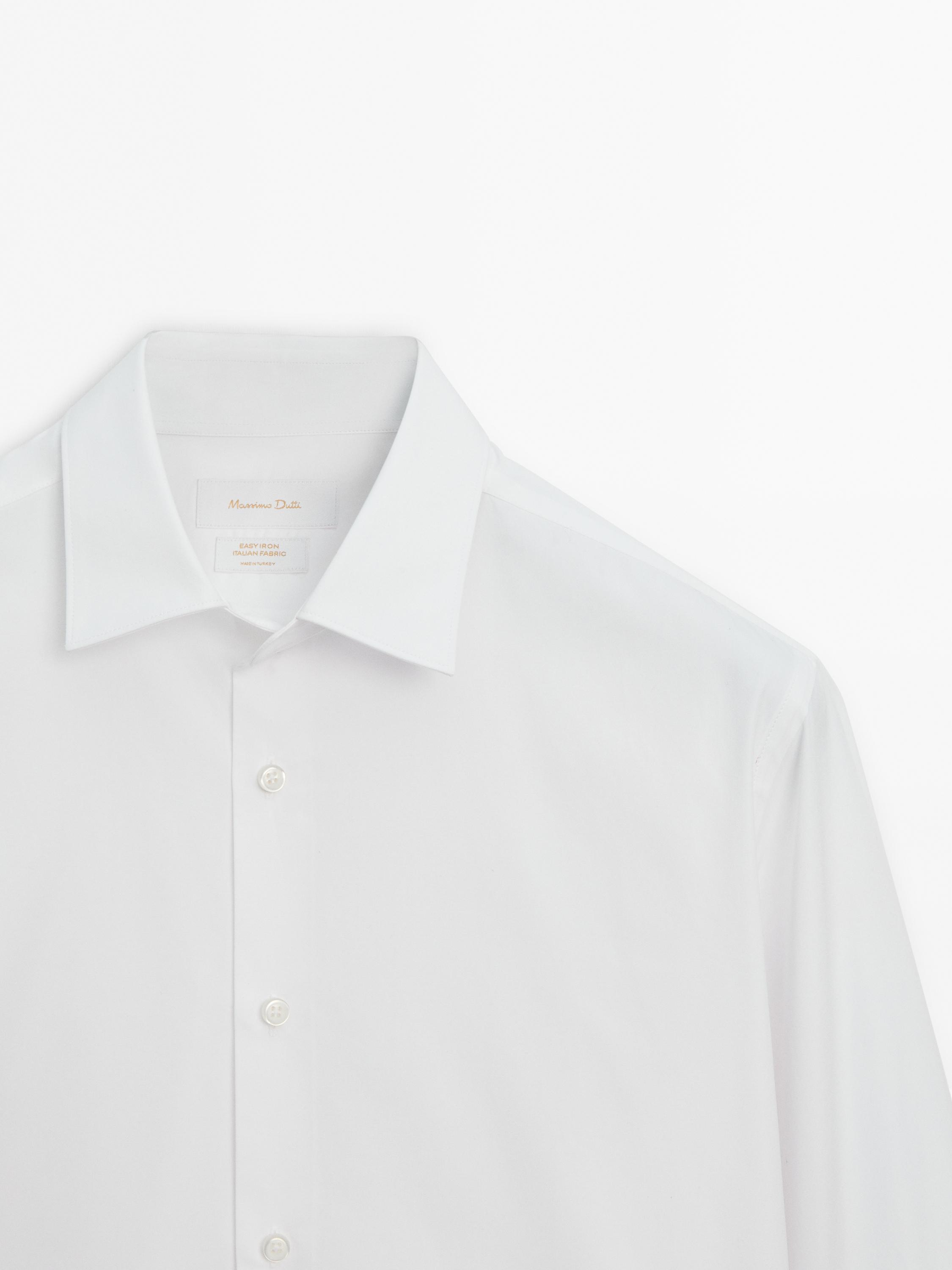 Slim fit 100% cotton poplin shirt — WHITE
