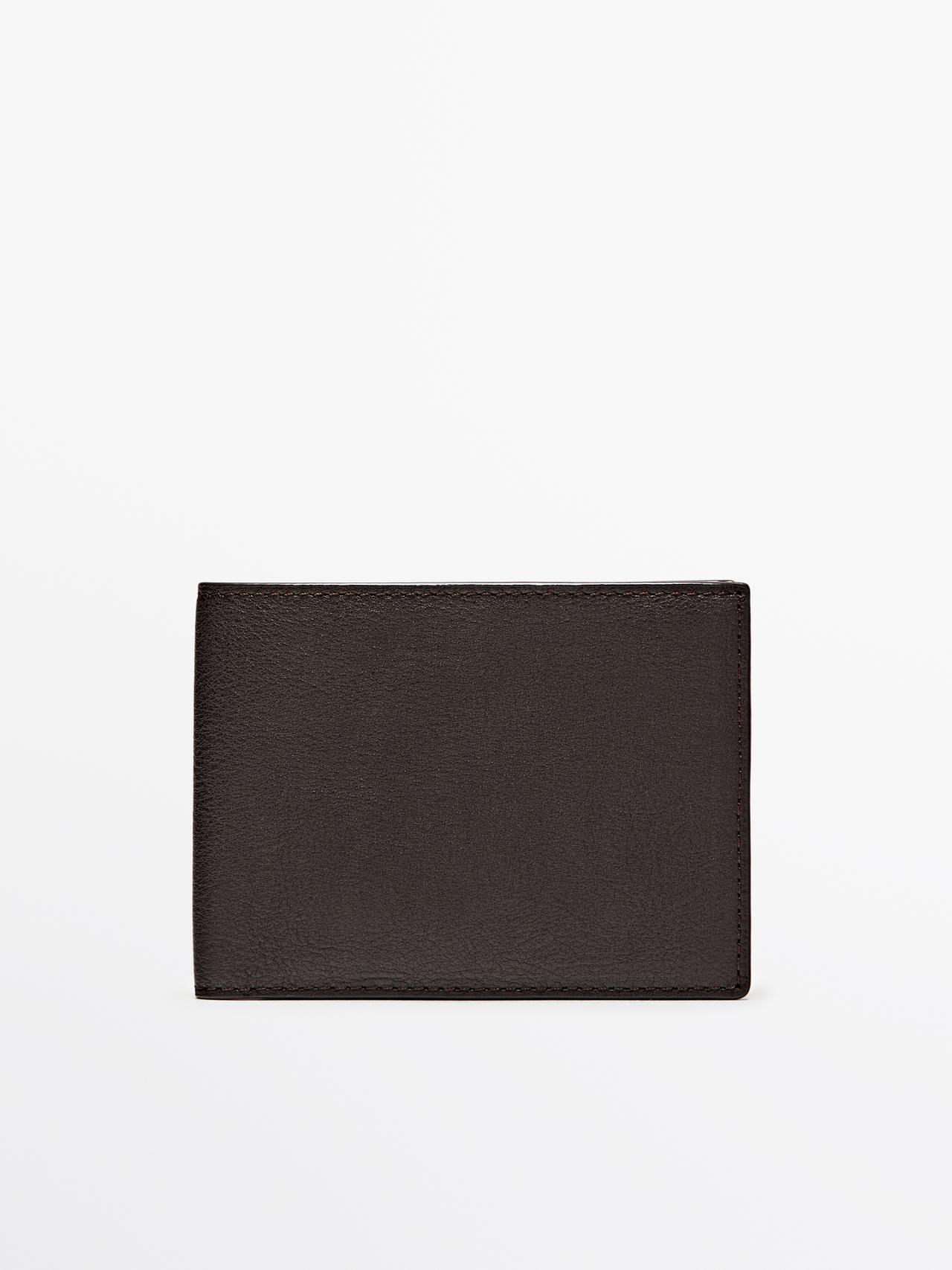 Massimo Dutti - Heren - Nappaleren Horizontale Portefeuille - Bruin - 01