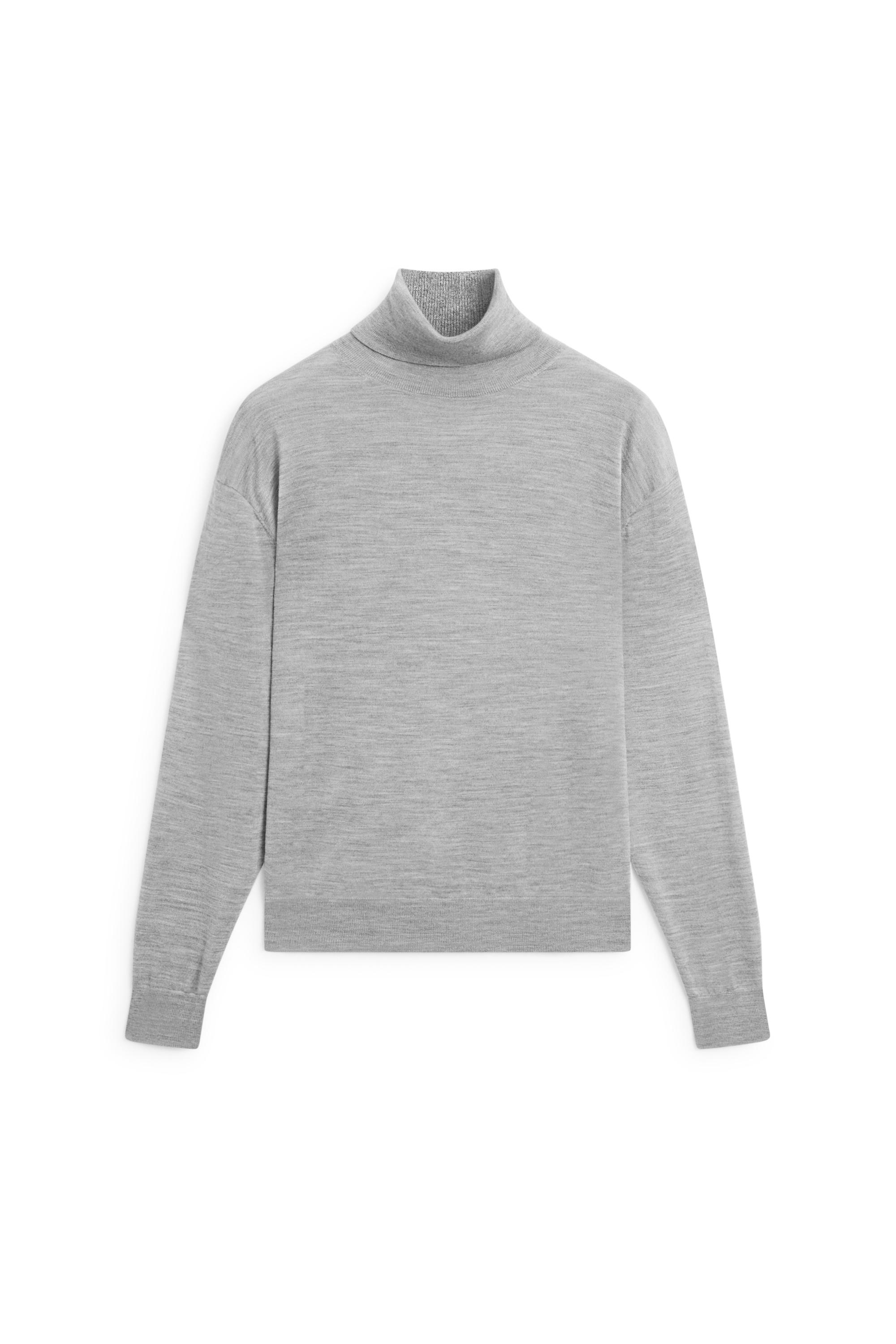 100% wool turtleneck knit sweater — GREY