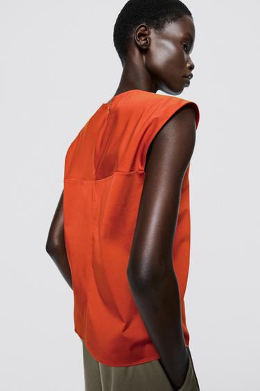 Cotton blend poplin top - LIMITED EDITION — ORANGE 3