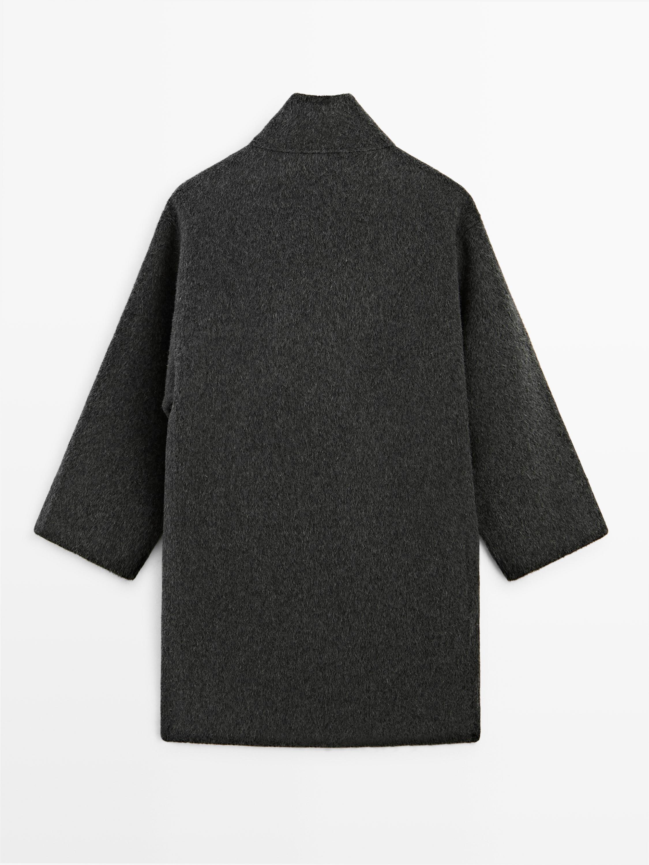 Cappotto a mantella con collo alto in misto lana