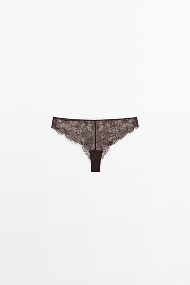Floral lace briefs — BROWN 6