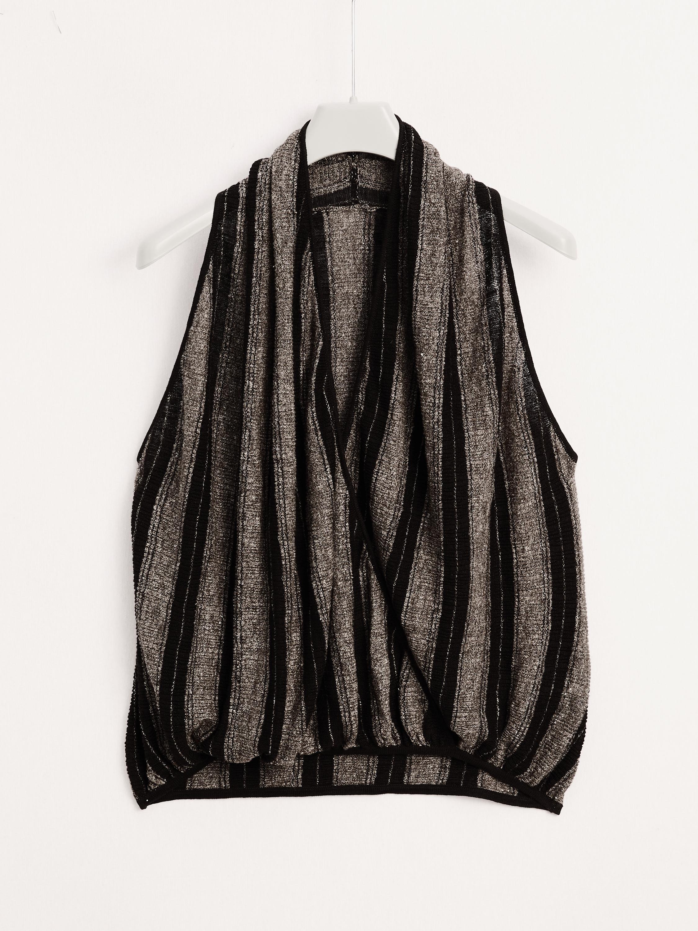 Linen blend knit crossover halter top