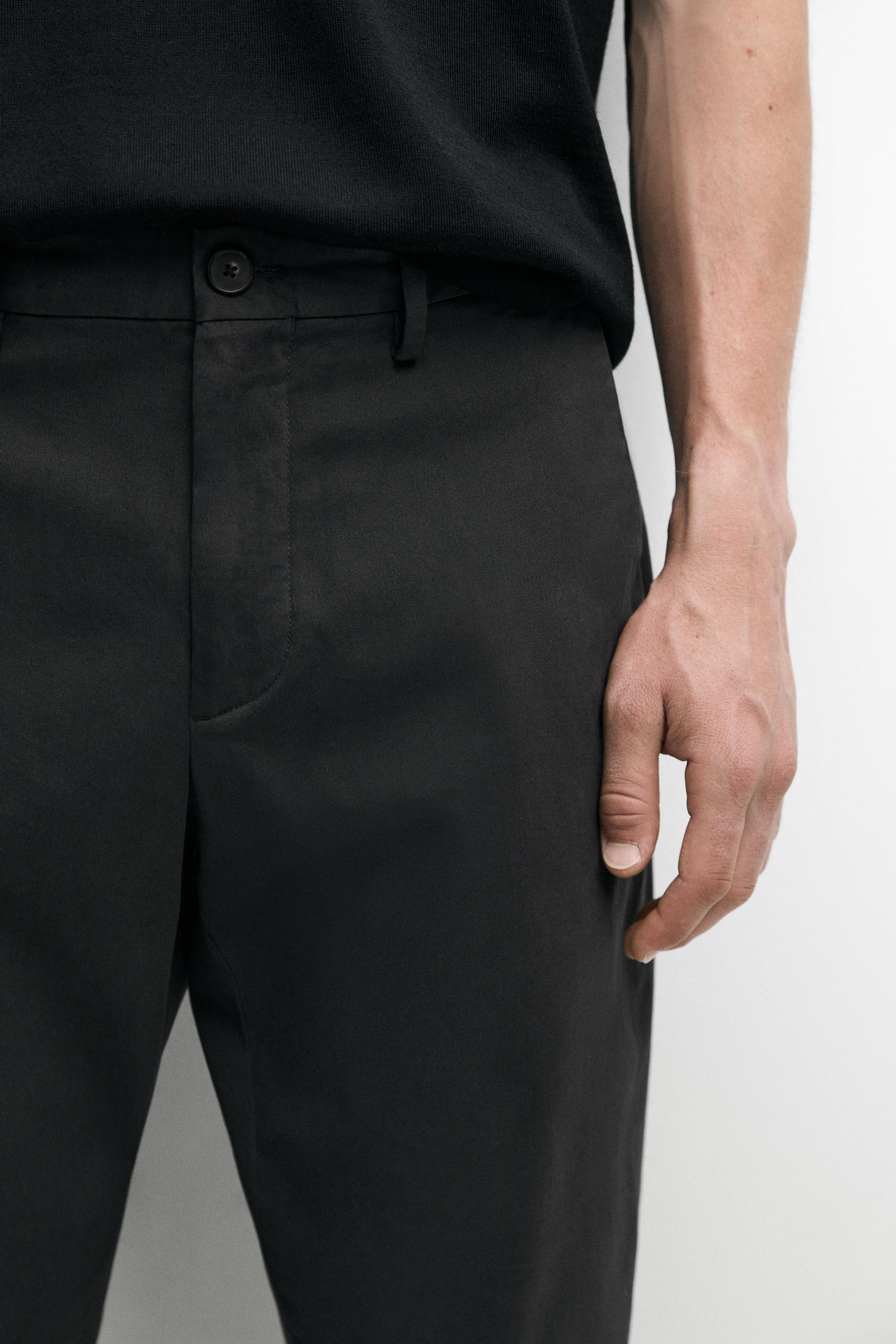 Slim fit cotton trousers — GREY