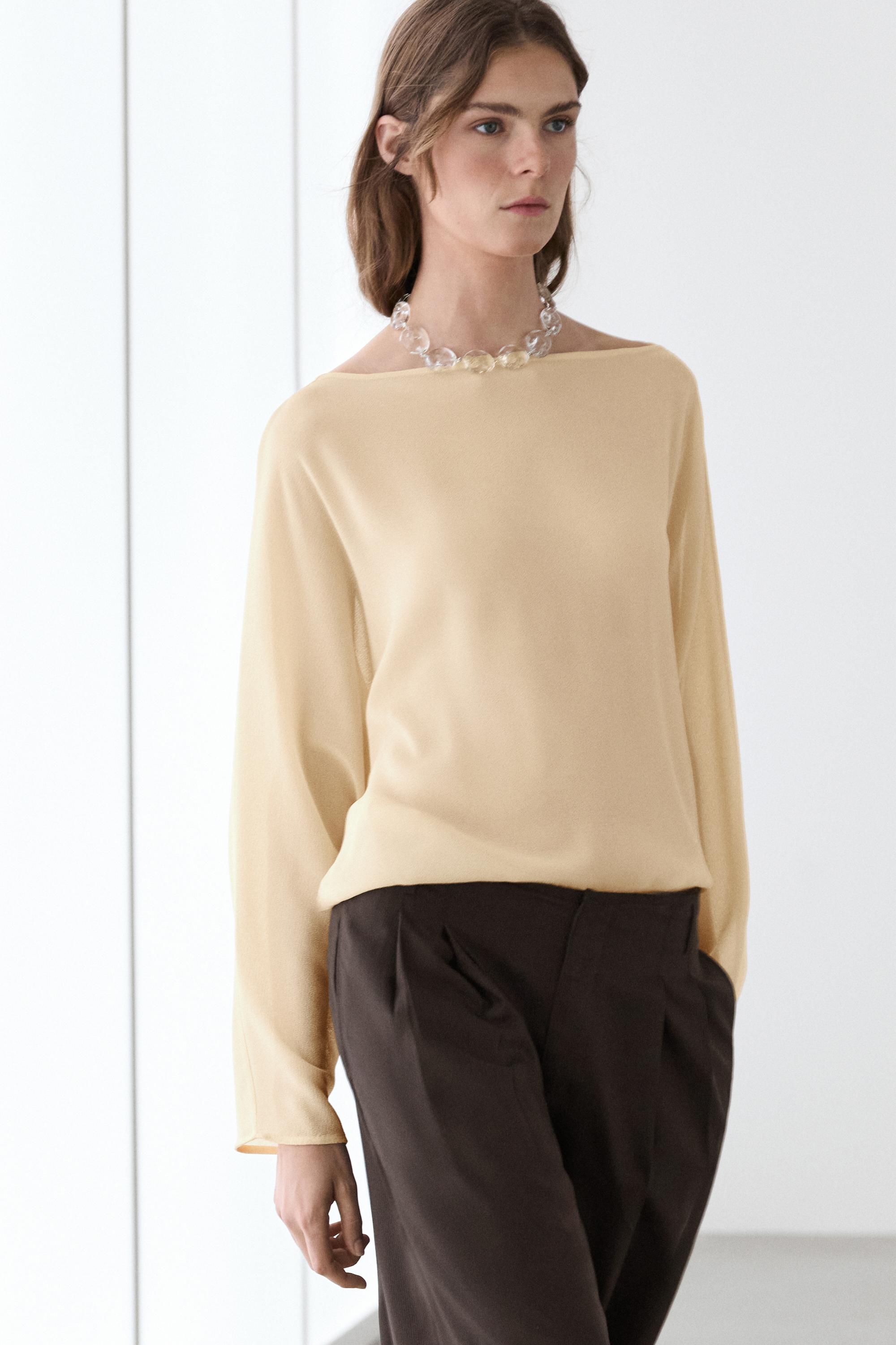 Flowing semi-sheer shirt — Mustard