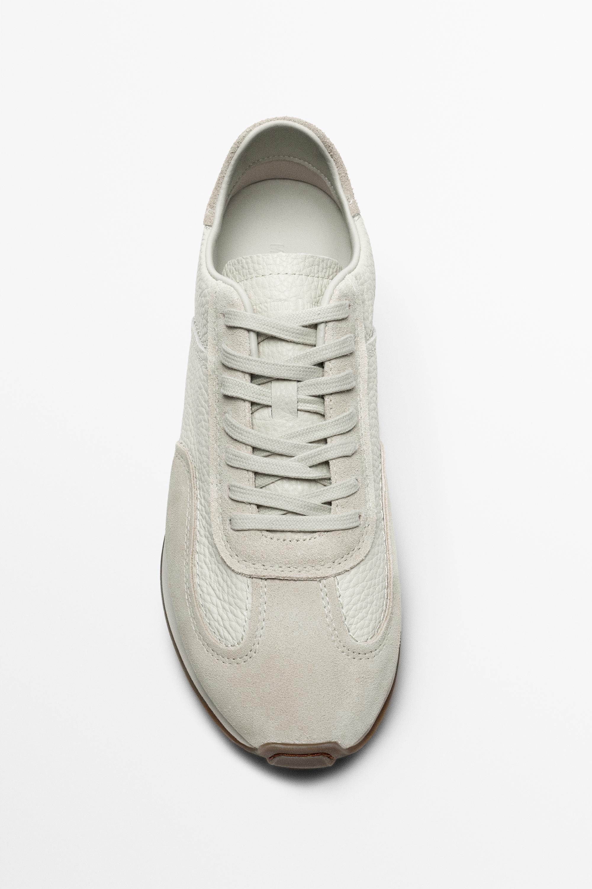 Milled nappa leather sneaker — WHITE
