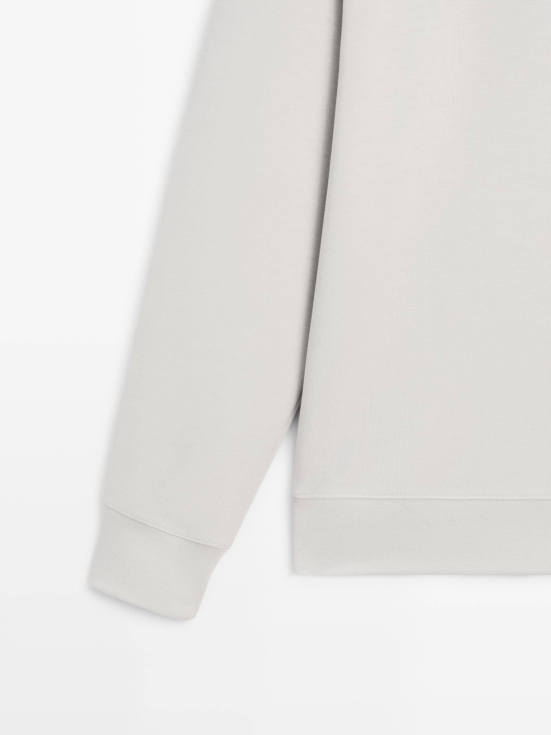 Cotton blend sweatshirt — PEARL GREY
