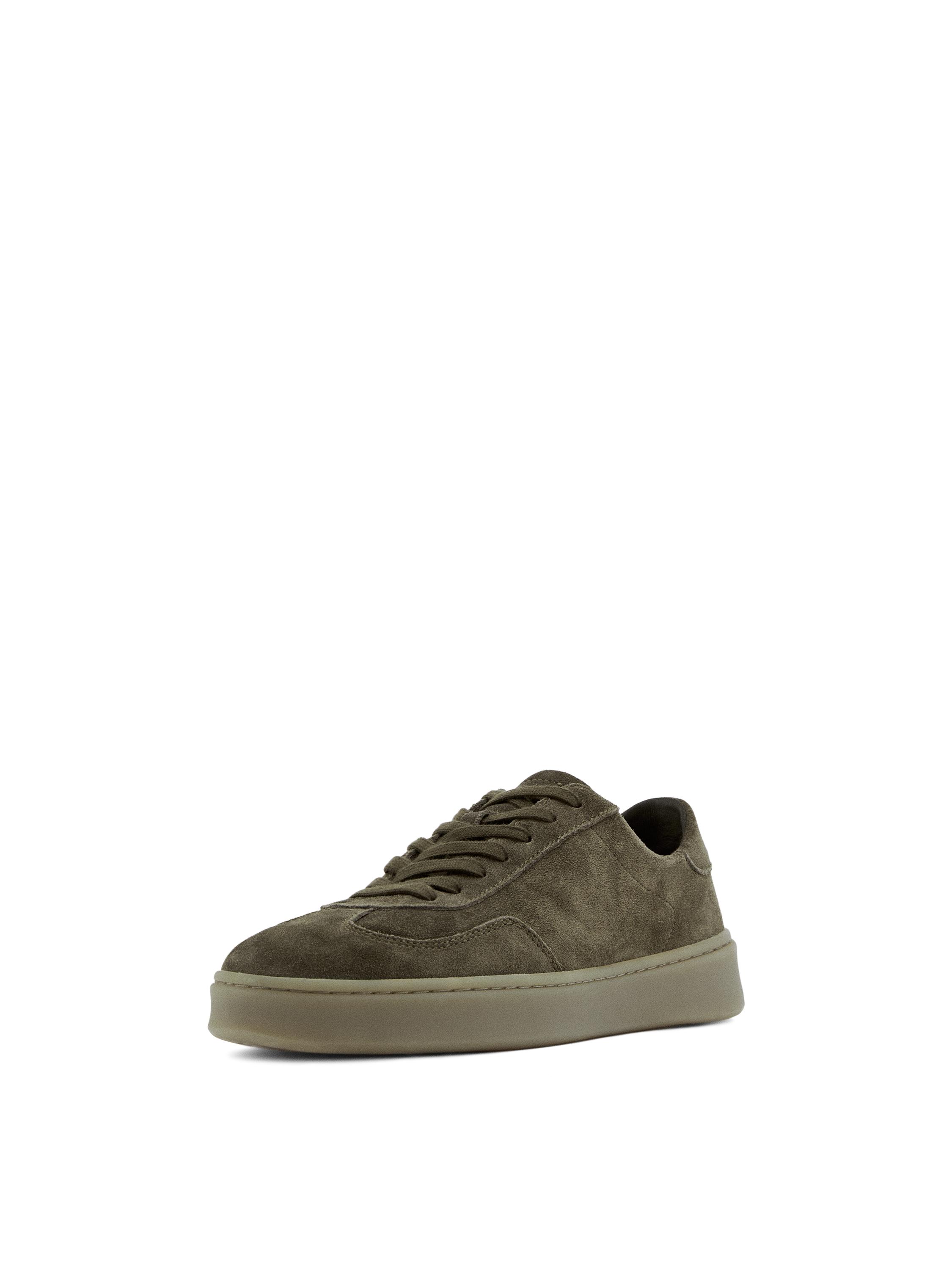 Split suede leather trainers — KHAKI