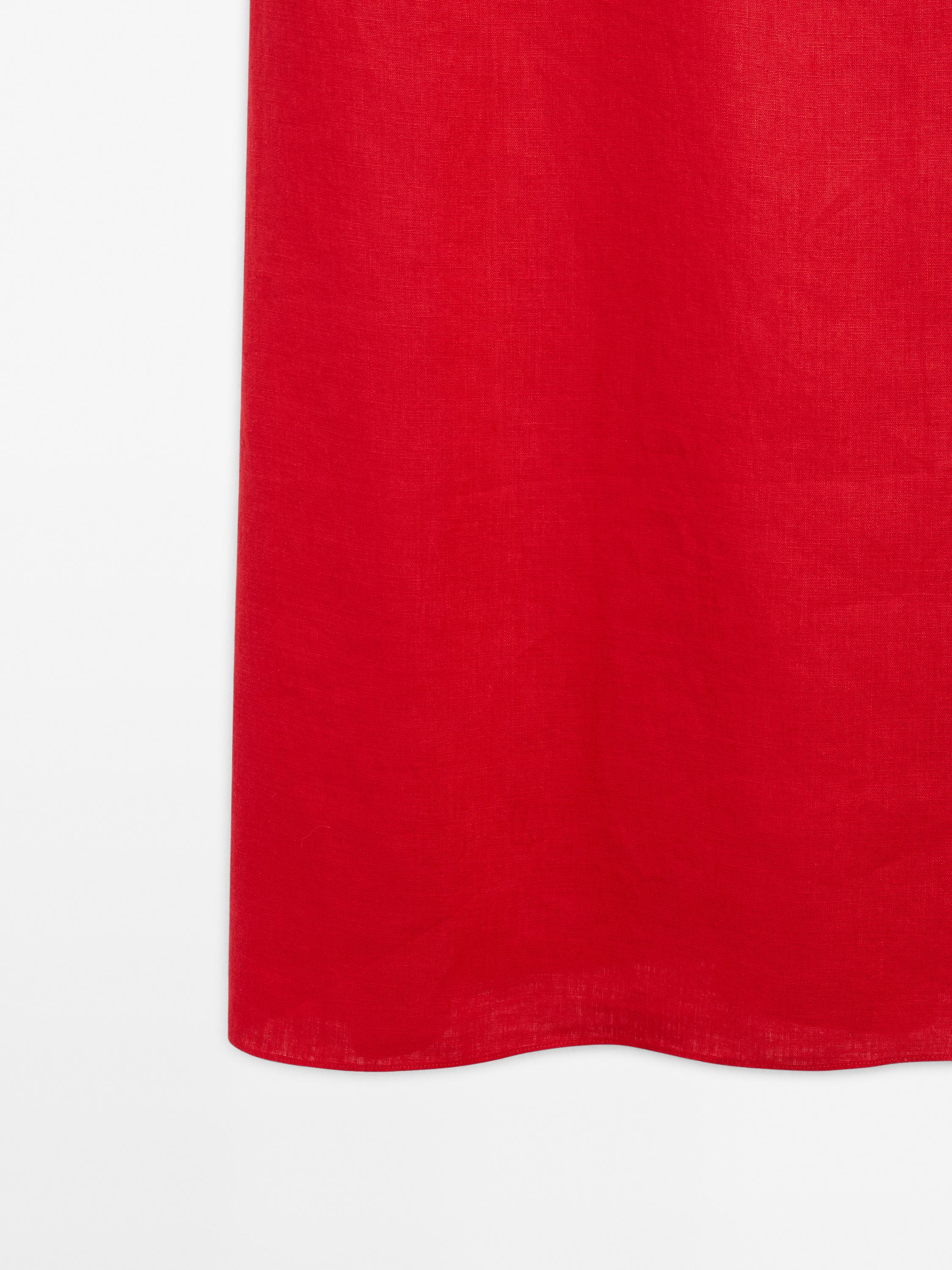 Vestido midi escote redondo 100% lino