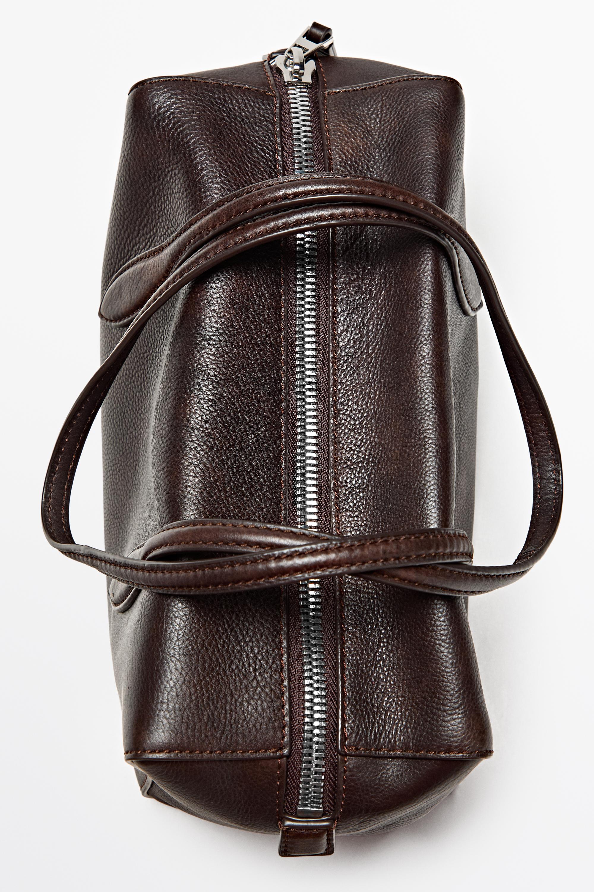 Nappa leather mini satchel — BROWN