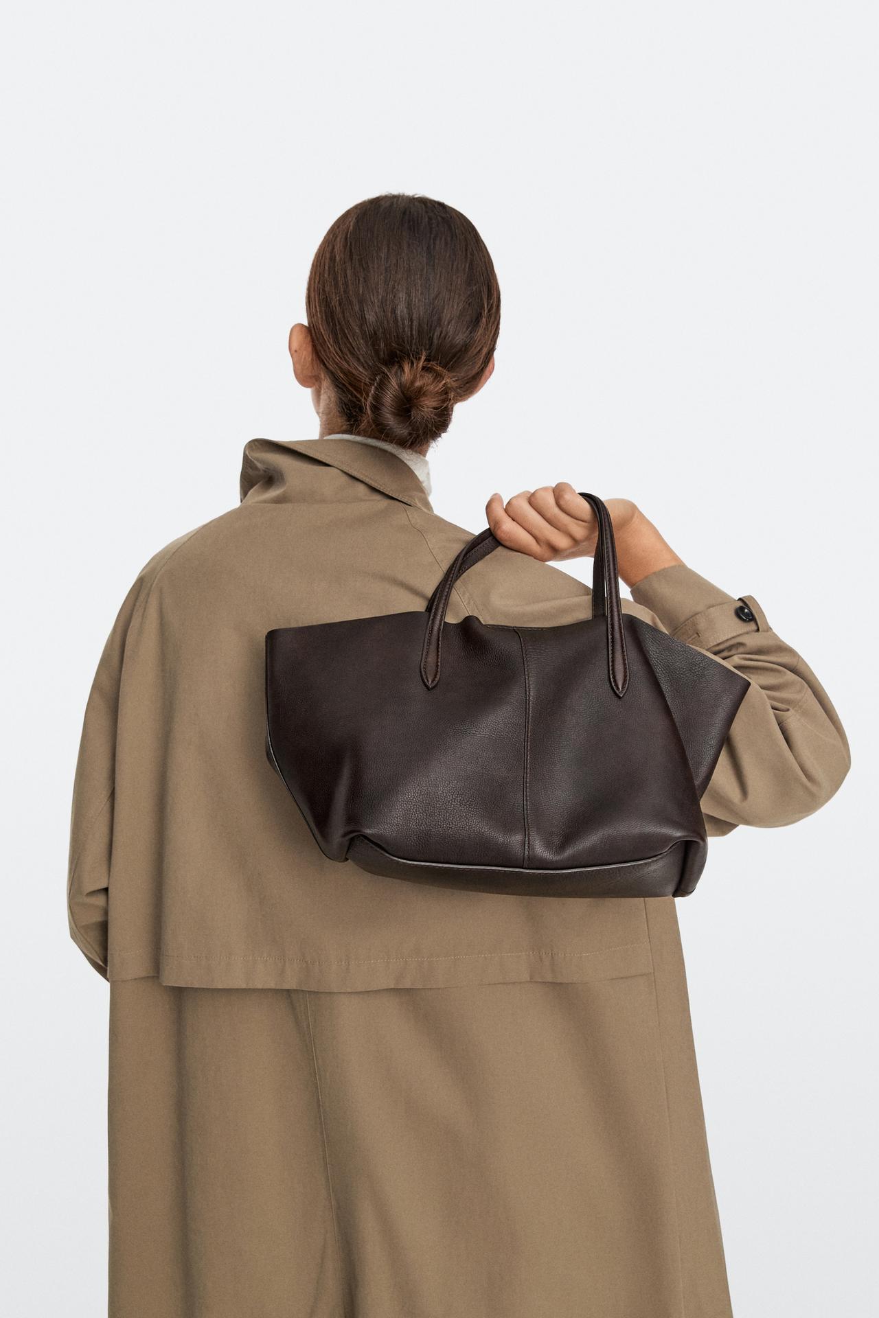 Medium nappa leather tote bag — BROWN
