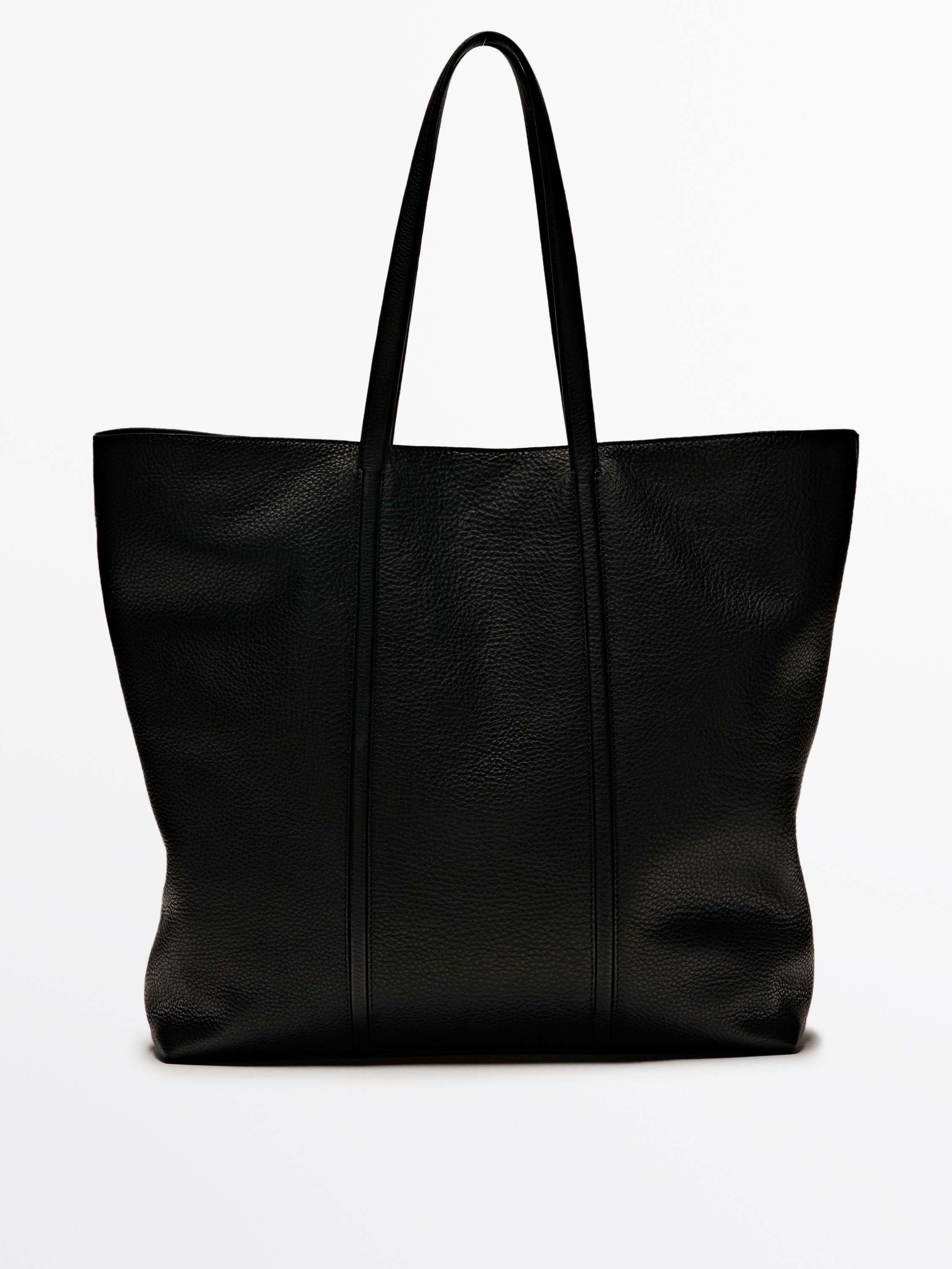 Nappa Leather Tote Bag Black Accessories Massimo Dutti nappa-leather-tote-bag-black-accessories-massimo-dutti