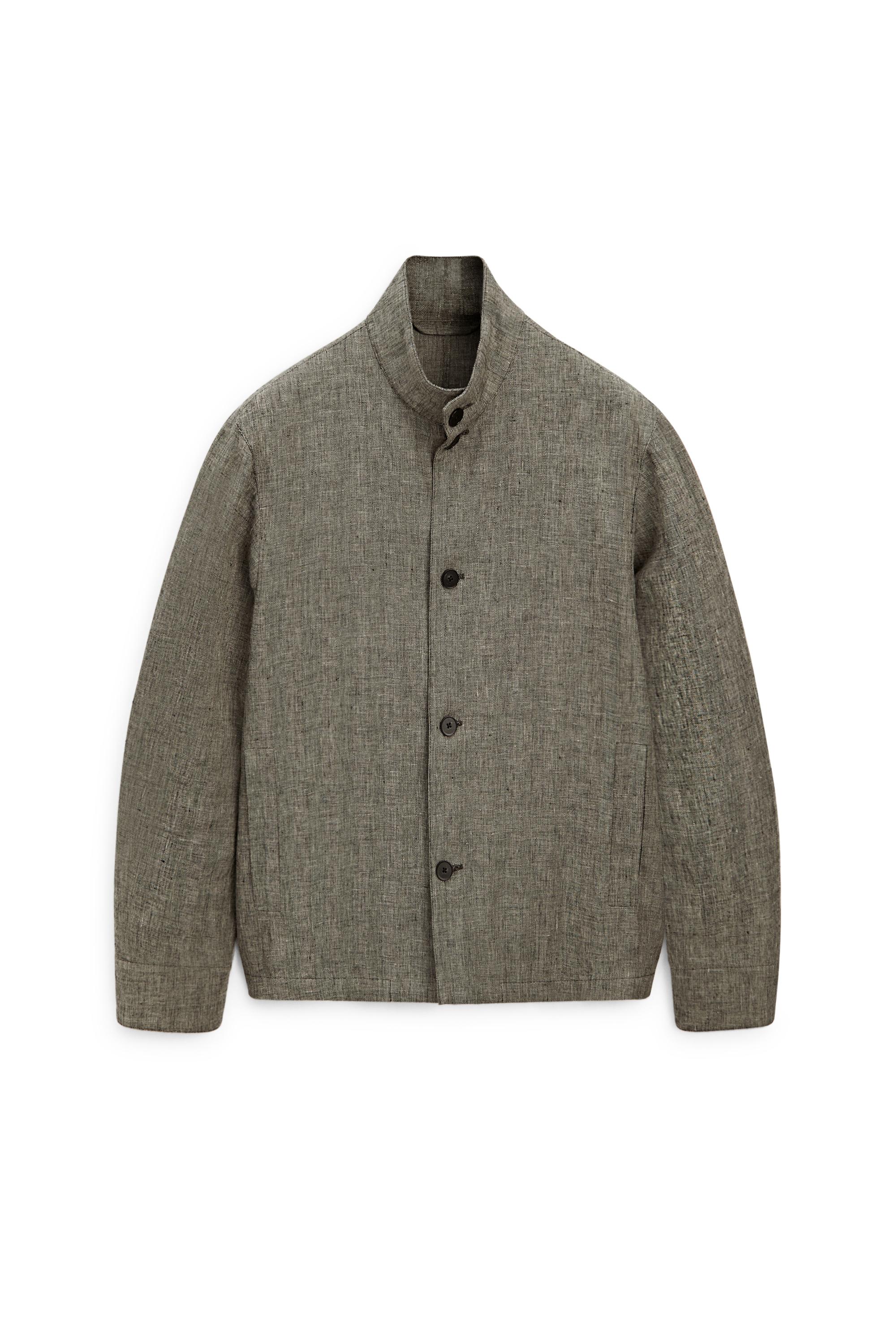 Linen bomber jacket with herringbone detail - LIMITED EDITION — Washed
