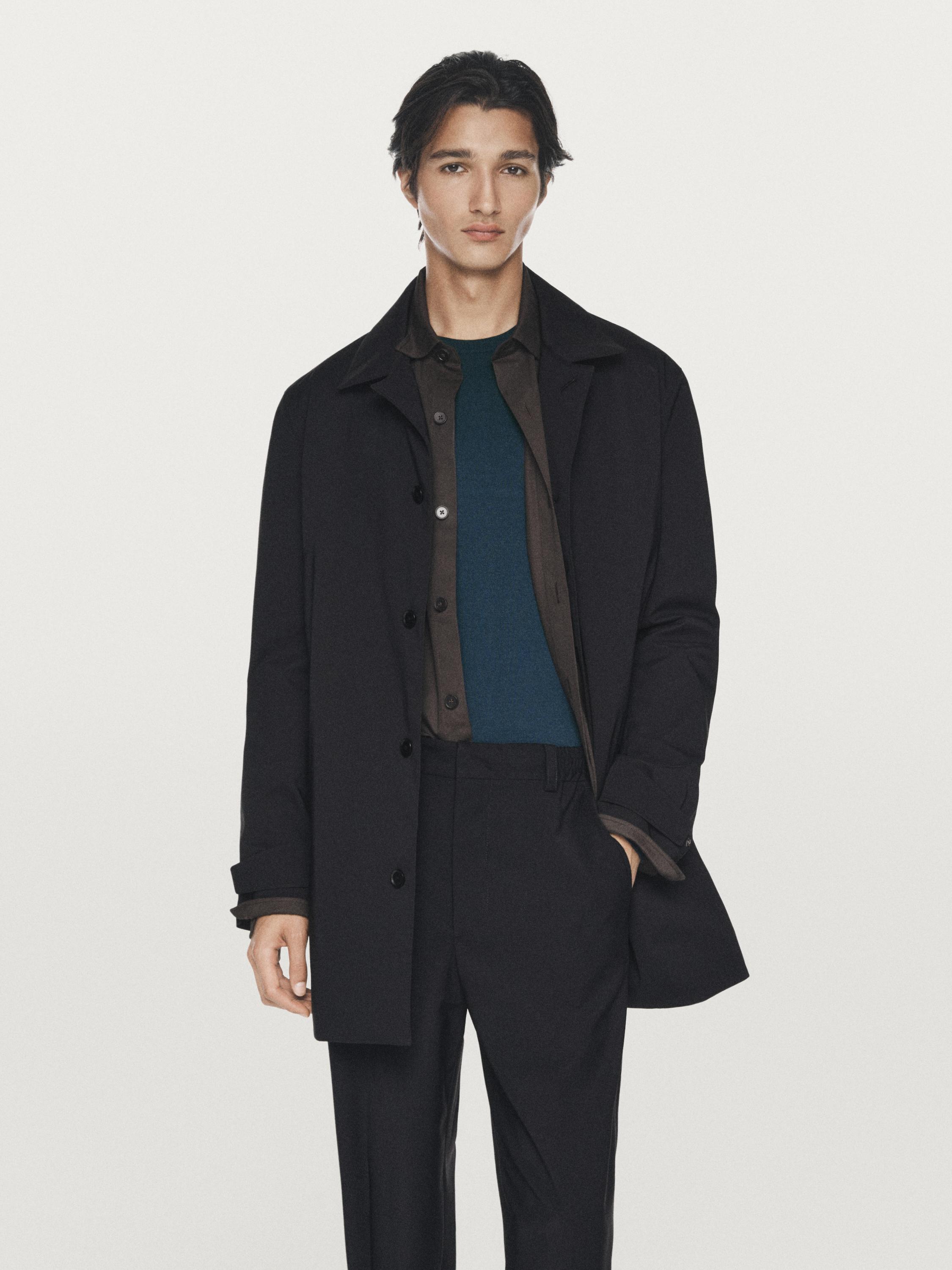 Water-repellent fabric trench coat