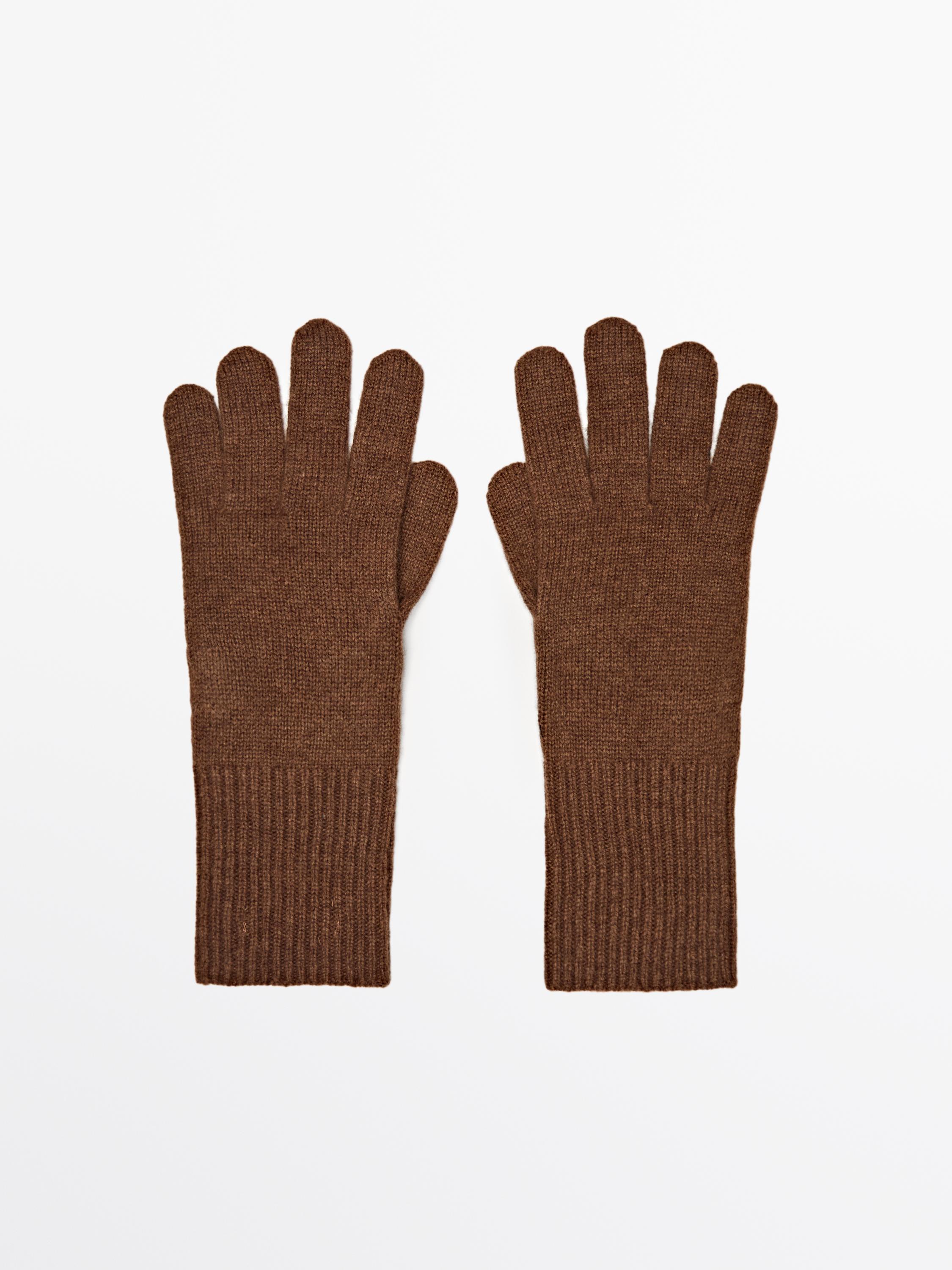 Wool blend knit gloves