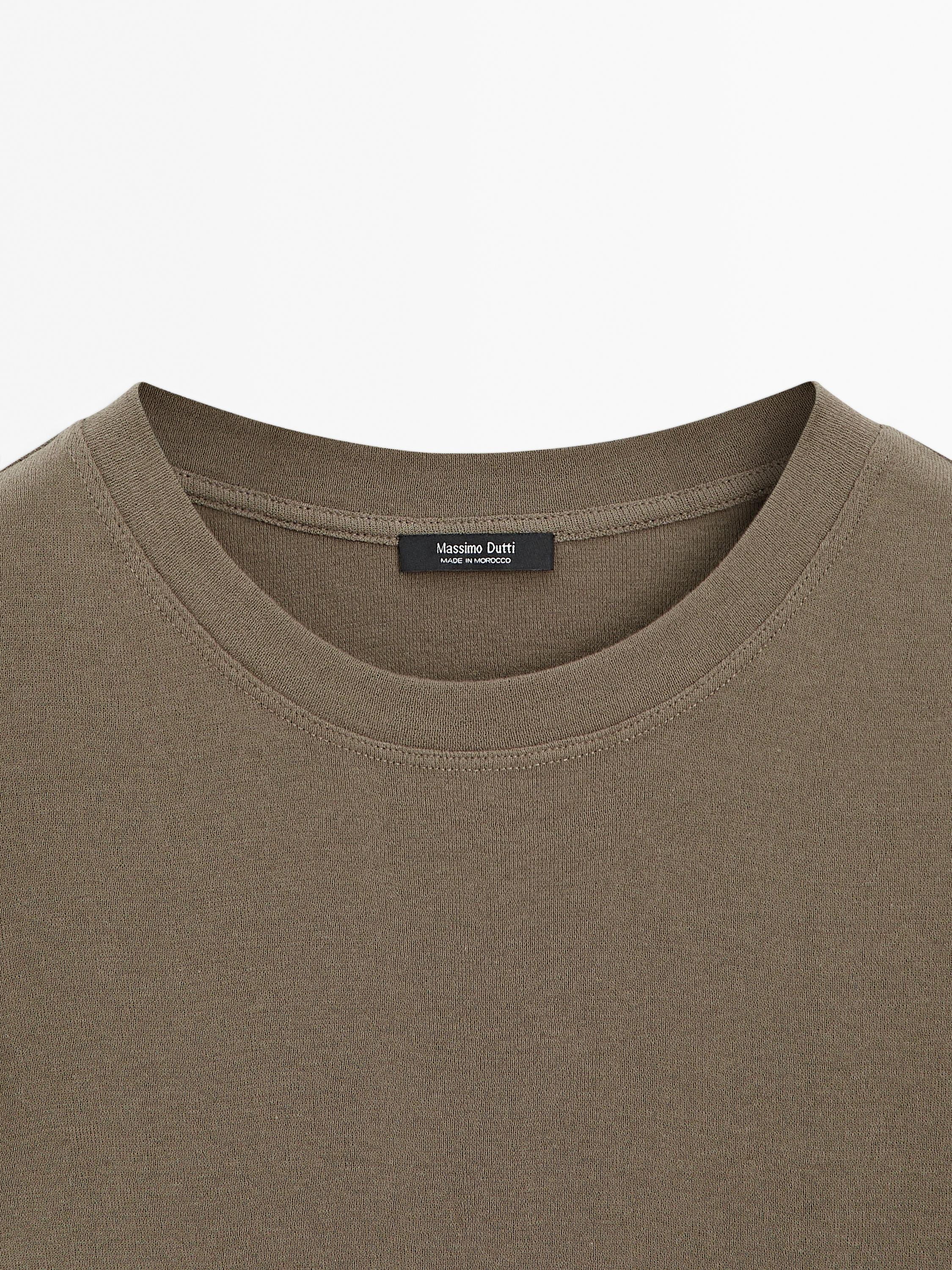 Textured crepe-effect cotton T-shirt