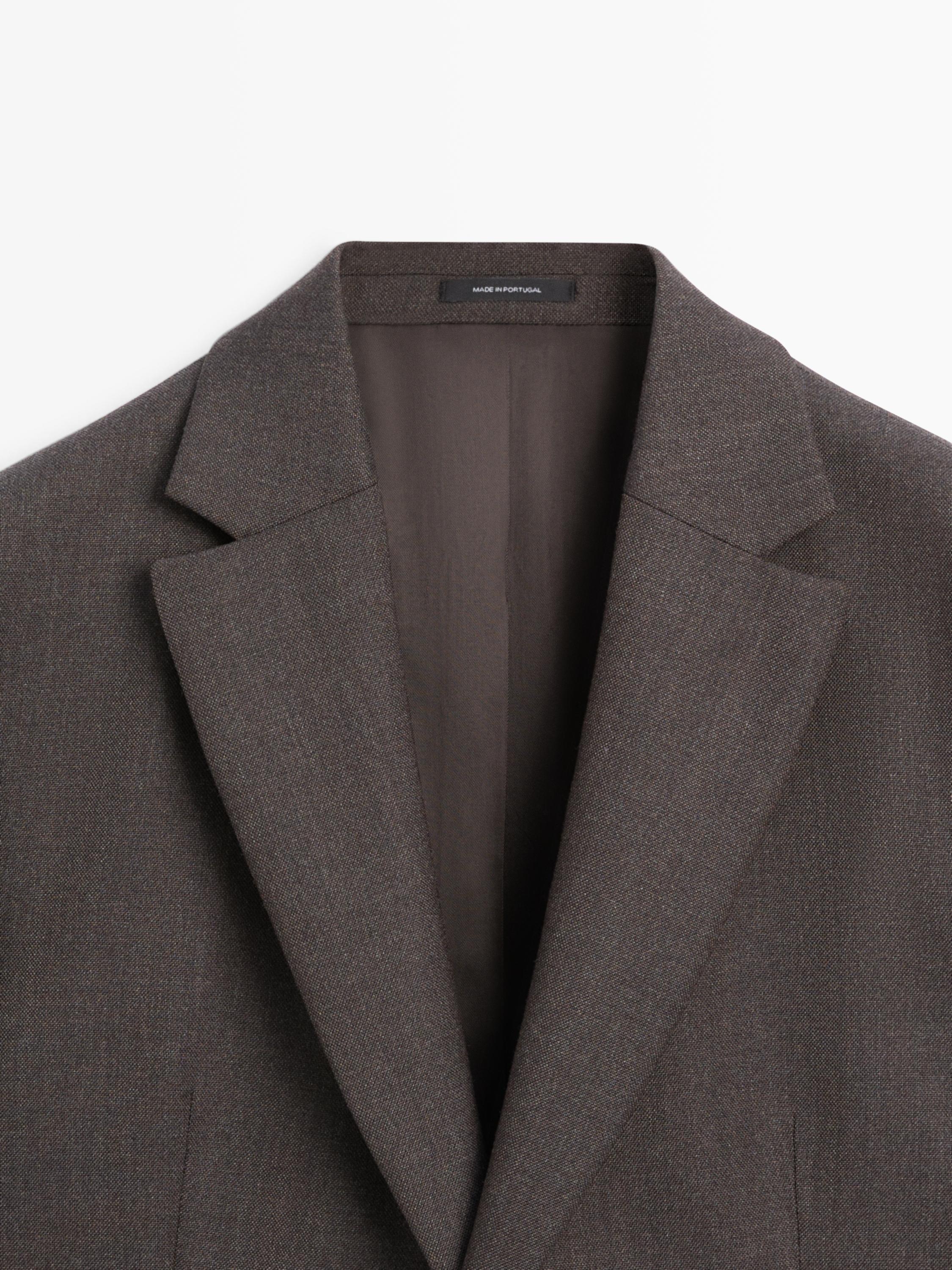 100% wool tailored blazer — BROWN