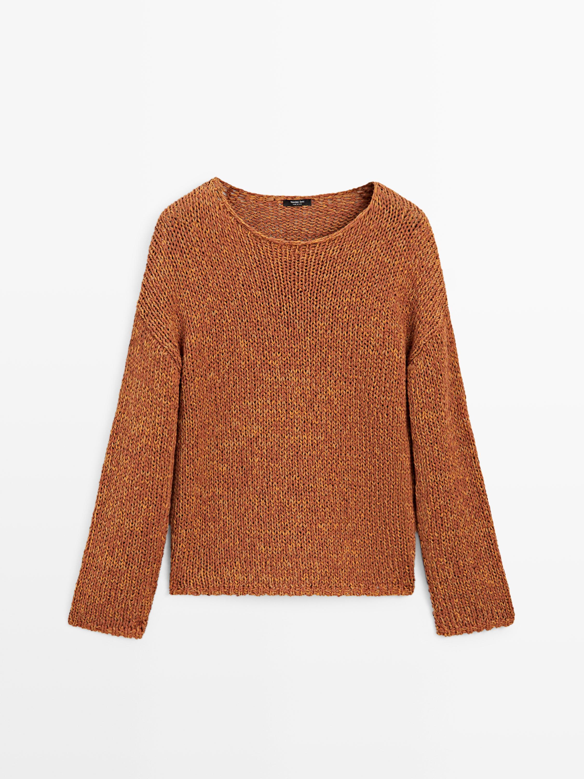 Cotton blend cutwork sweater