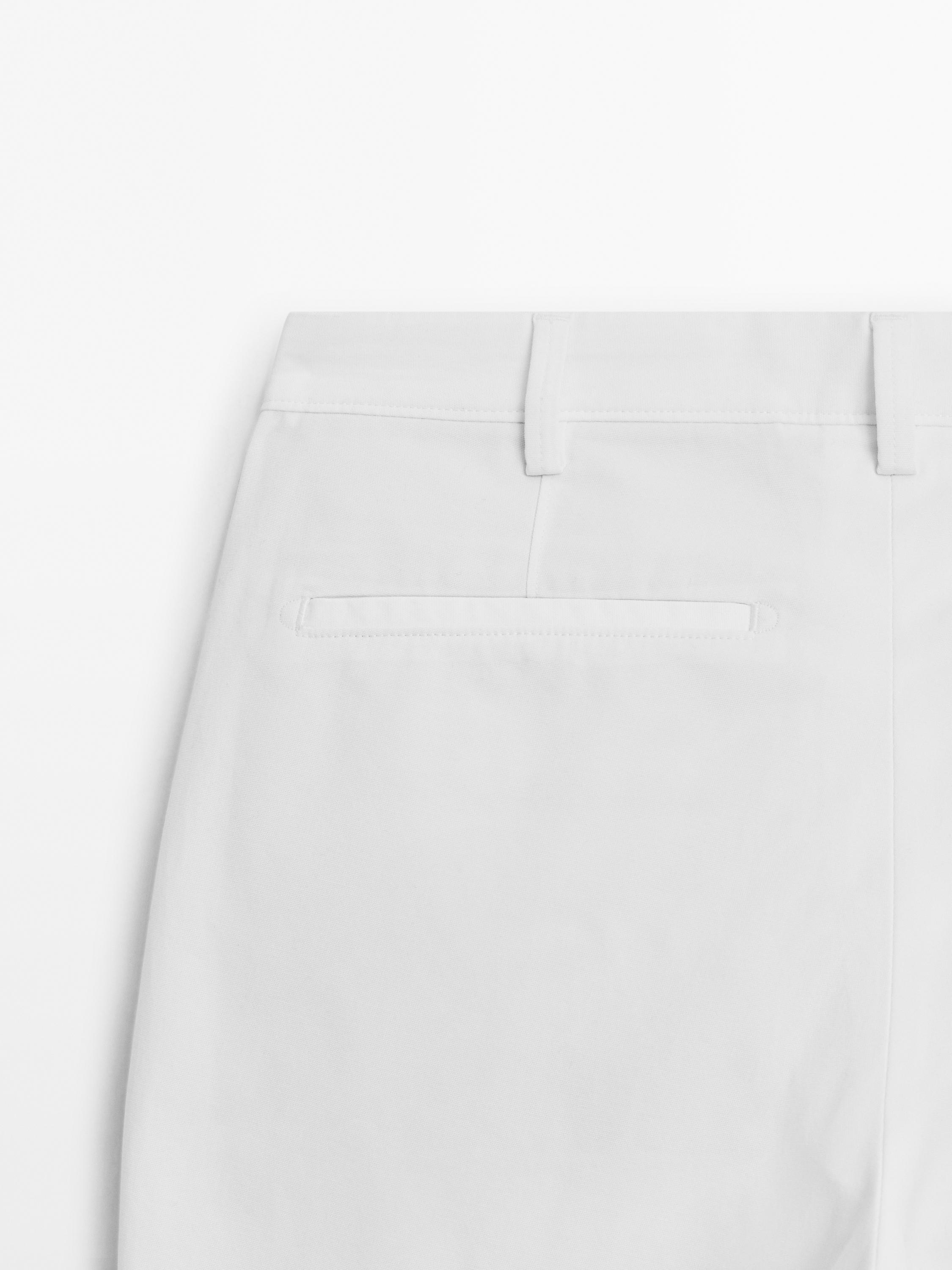 Cotton blend slim fit canvas trousers