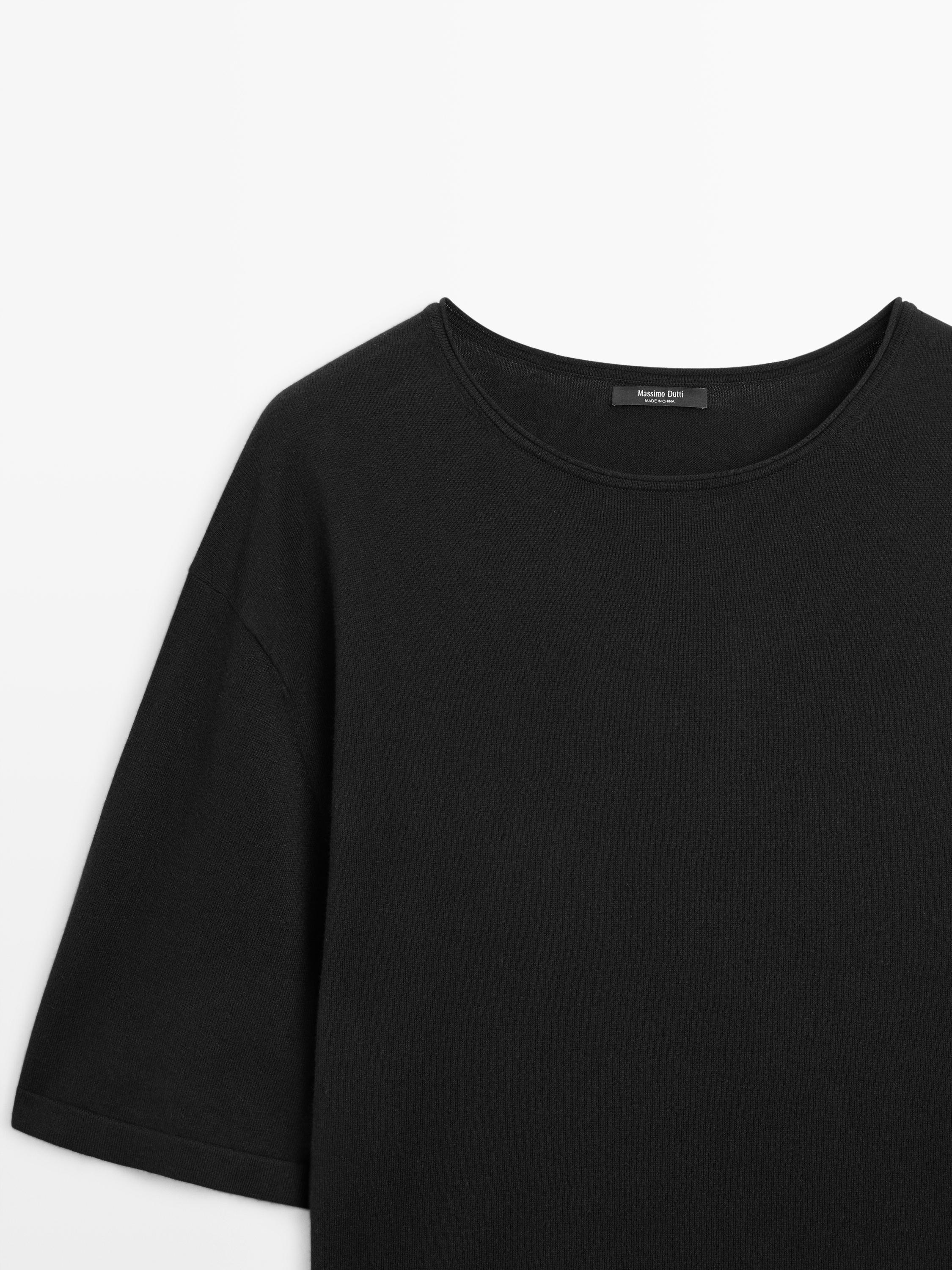 Sweater with contrast lace detail — BLACK