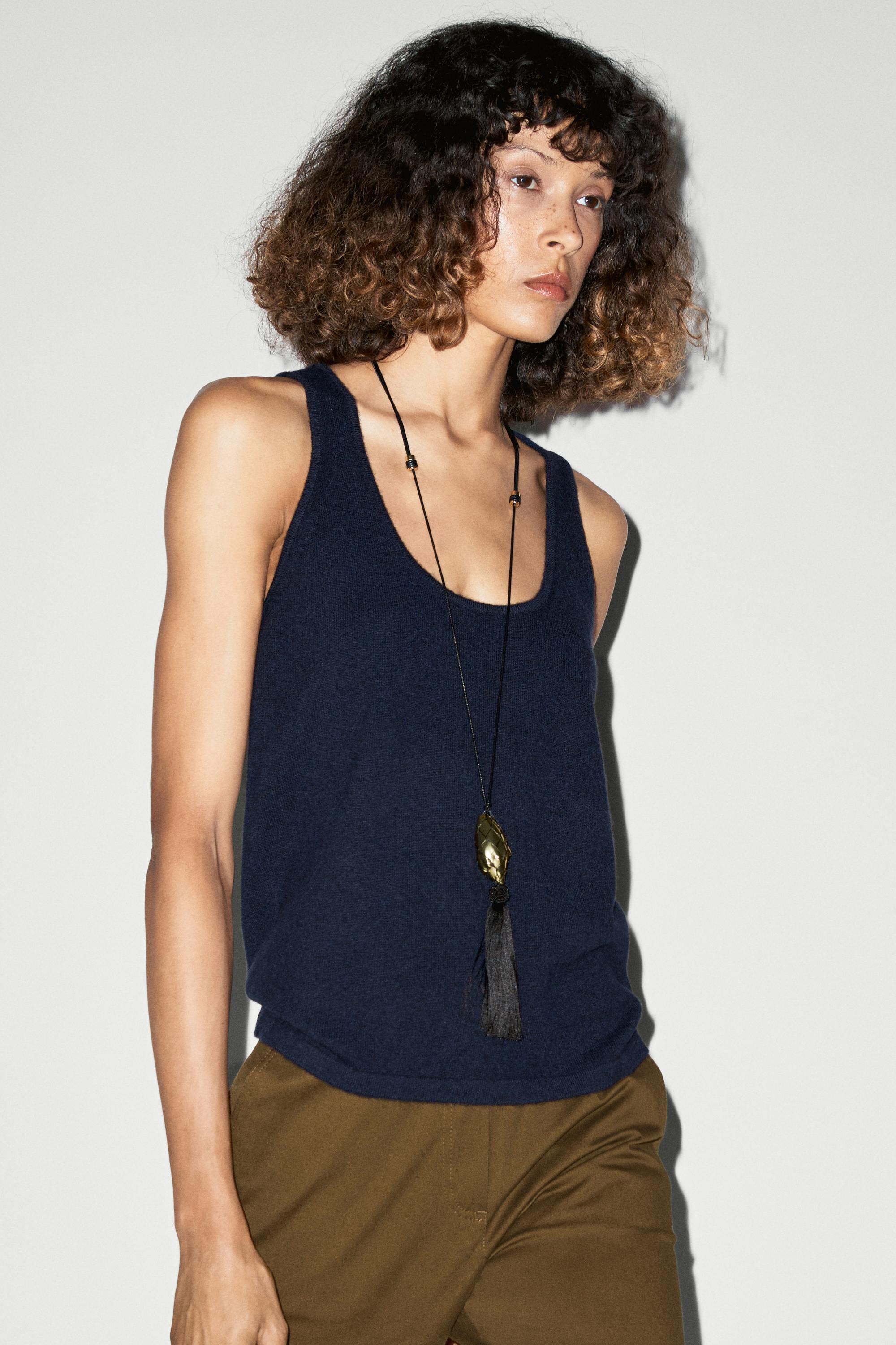 Wool blend knit round neck top
