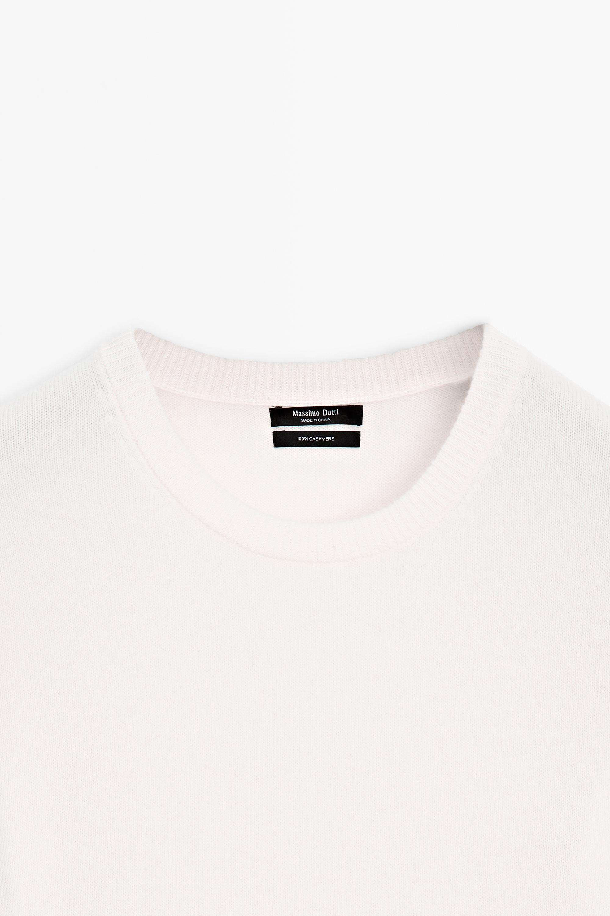 100% cashmere long sleeve sweater — CREAM (alternate view)