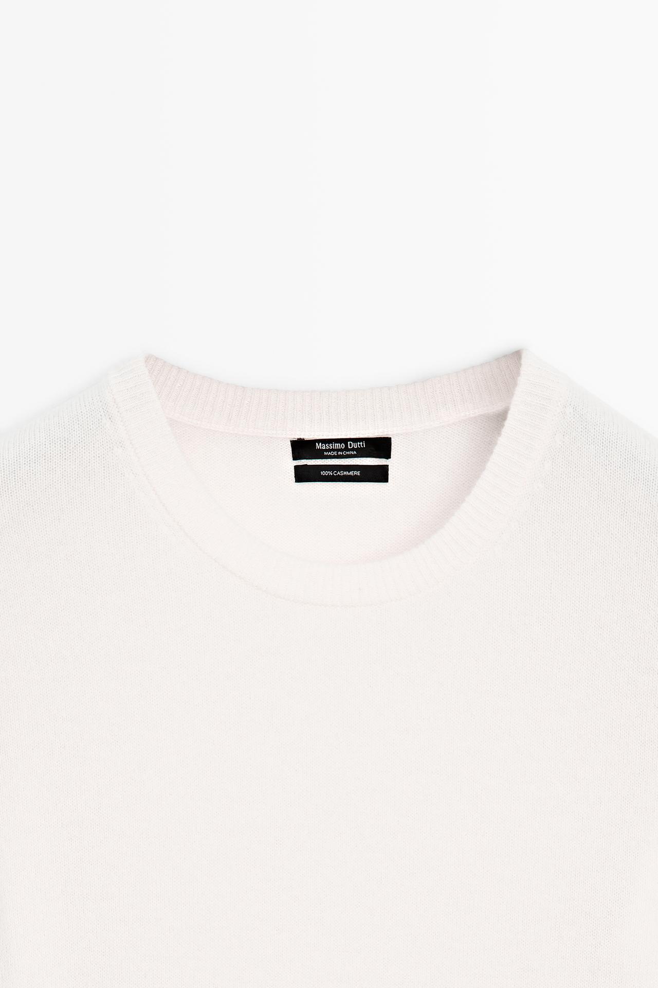 100% cashmere long sleeve sweater — CREAM
