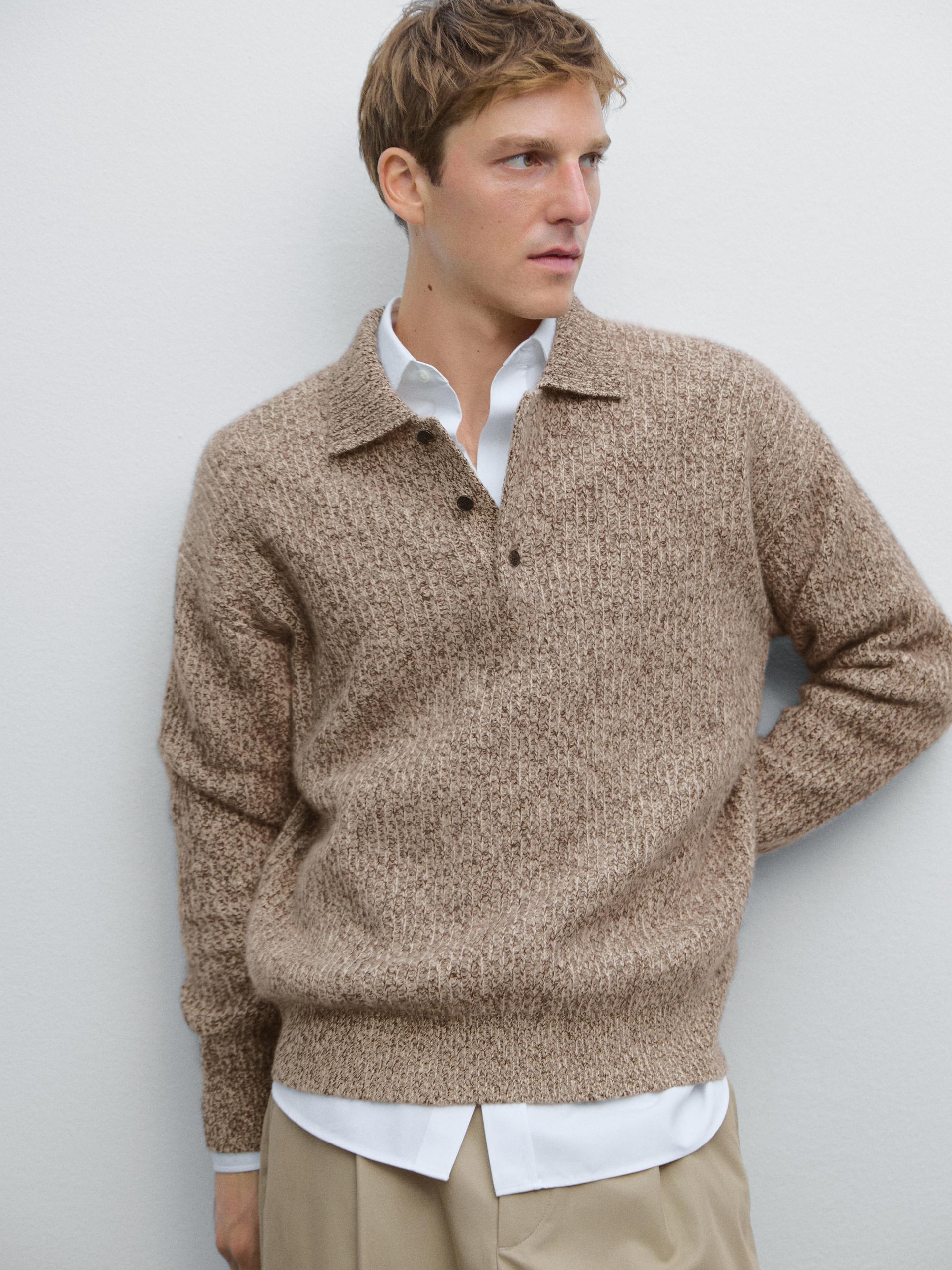Maglia A Polo 100% Cashmere - Sabbia - L - Massimo Dutti - Maschile