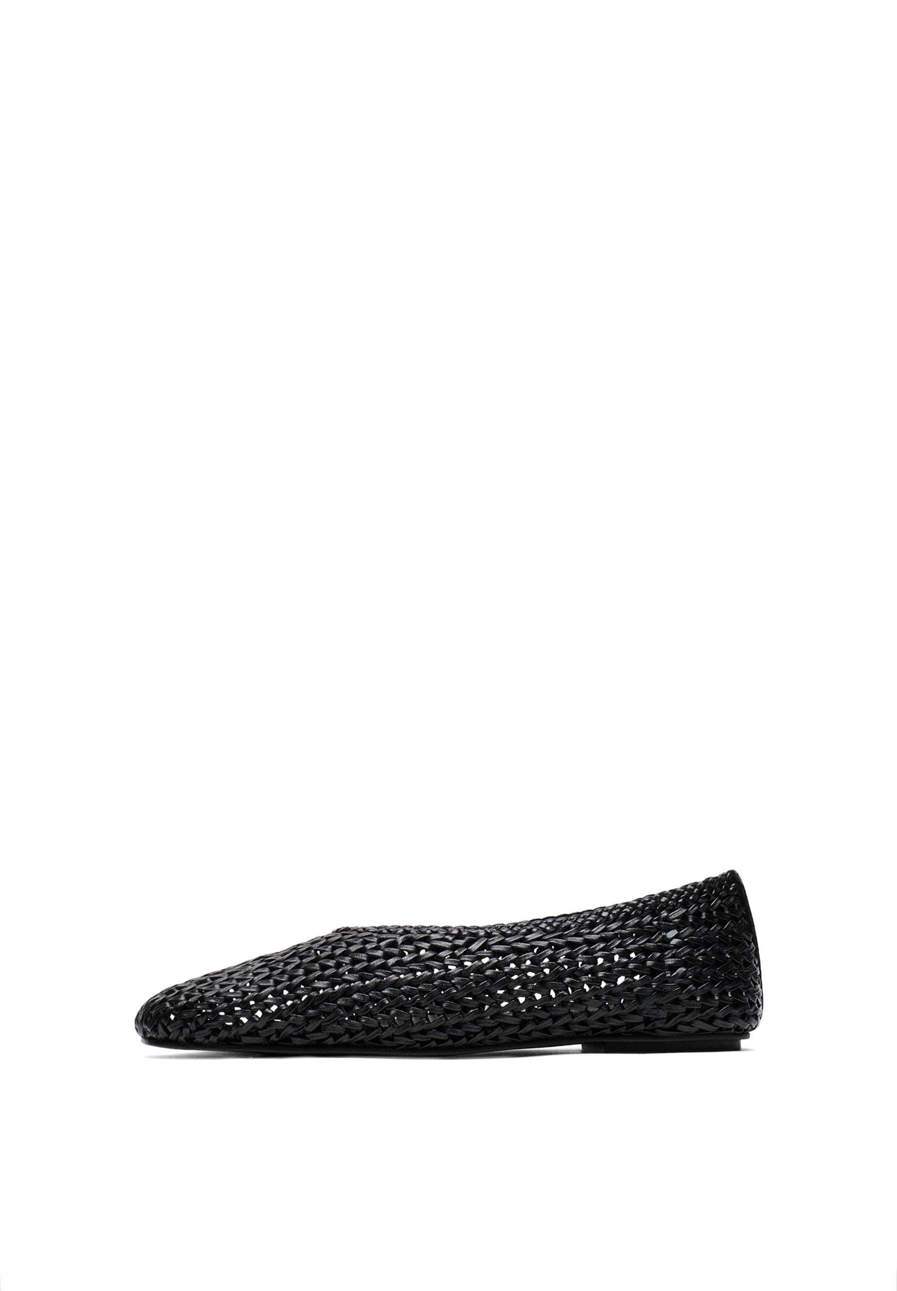 Braided sheepskin ballet flats — BLACK