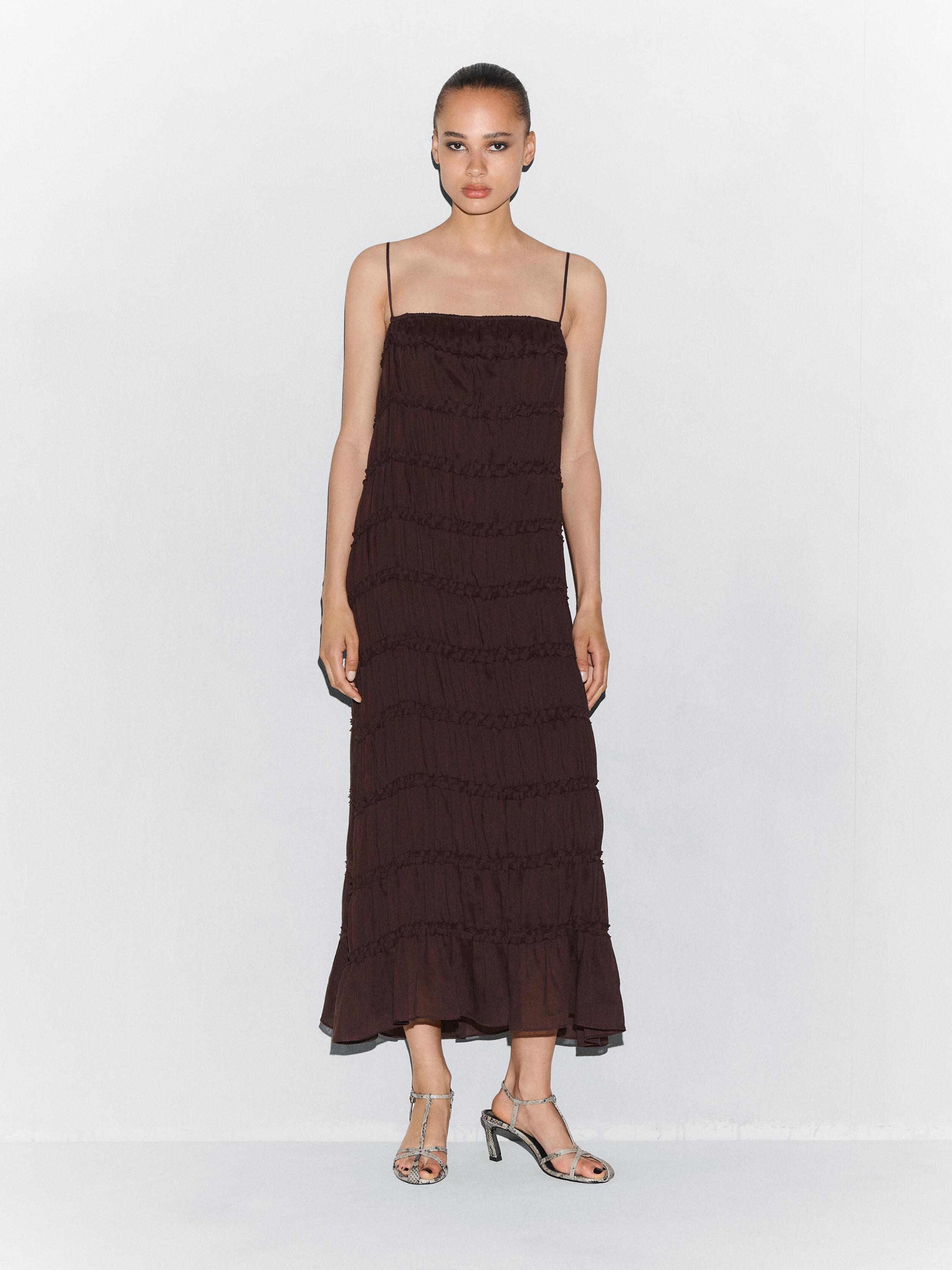 Long flowing linen blend dress