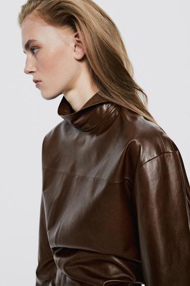 High neck leather blouse - LIMITED EDITION — Caramel 3