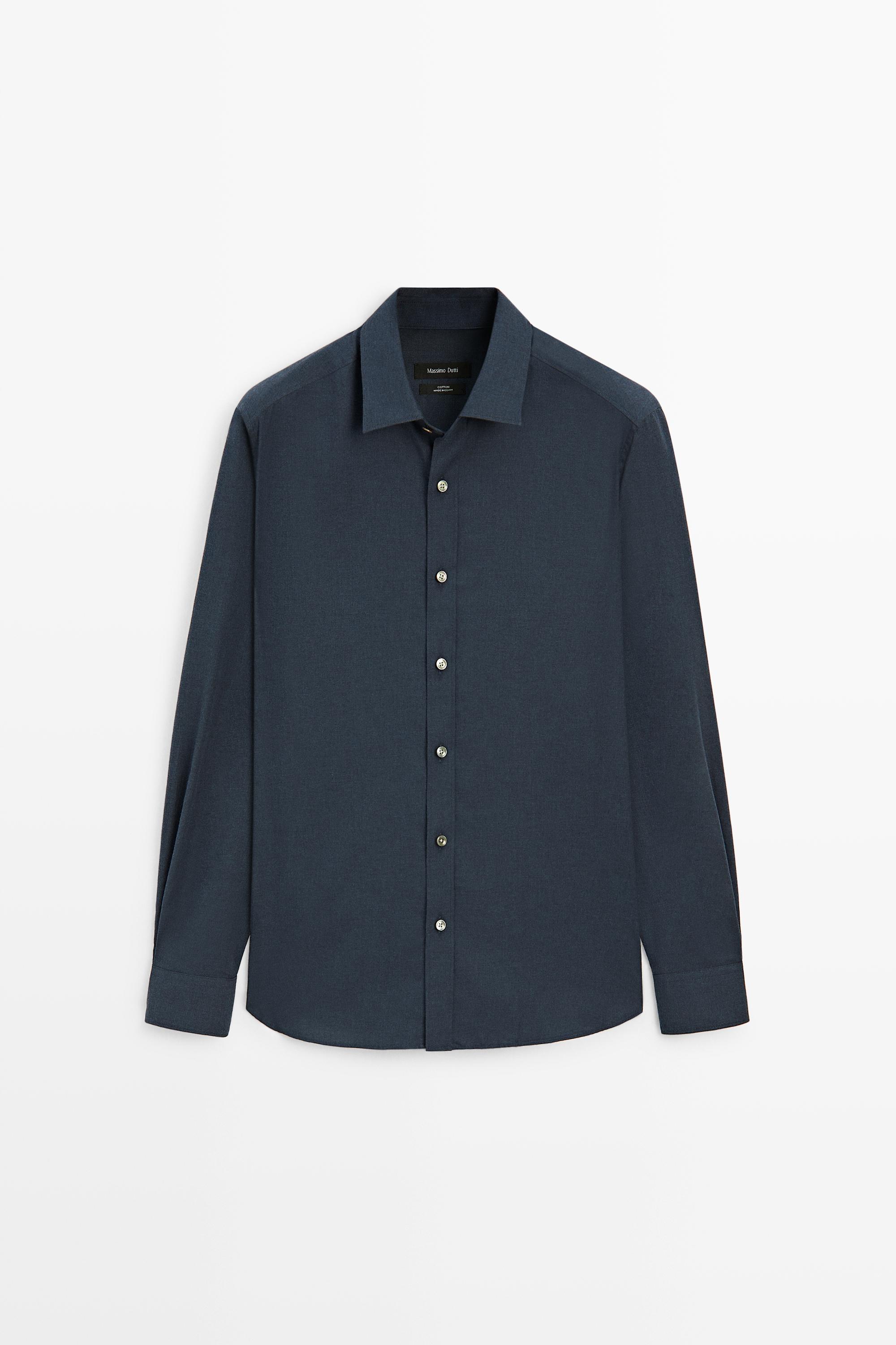 Camisa regular fit&nbsp;twill melange 100% algodón