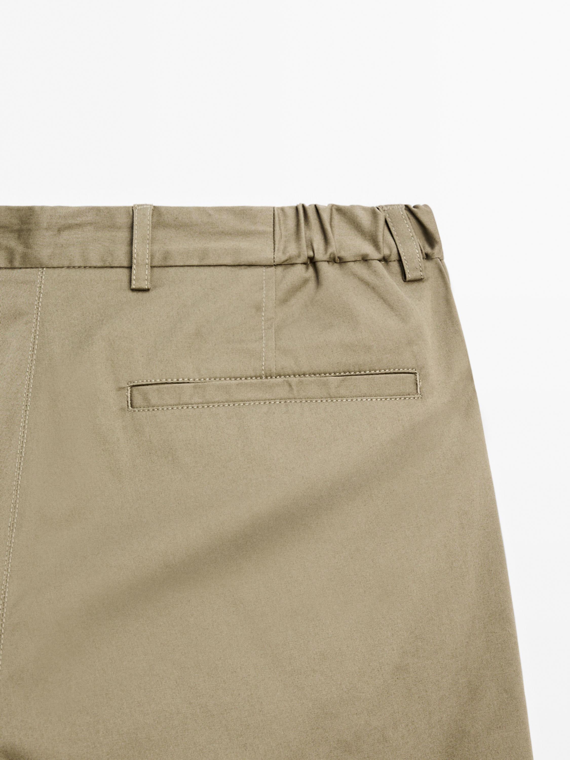 Cotton blend tapered fit trousers