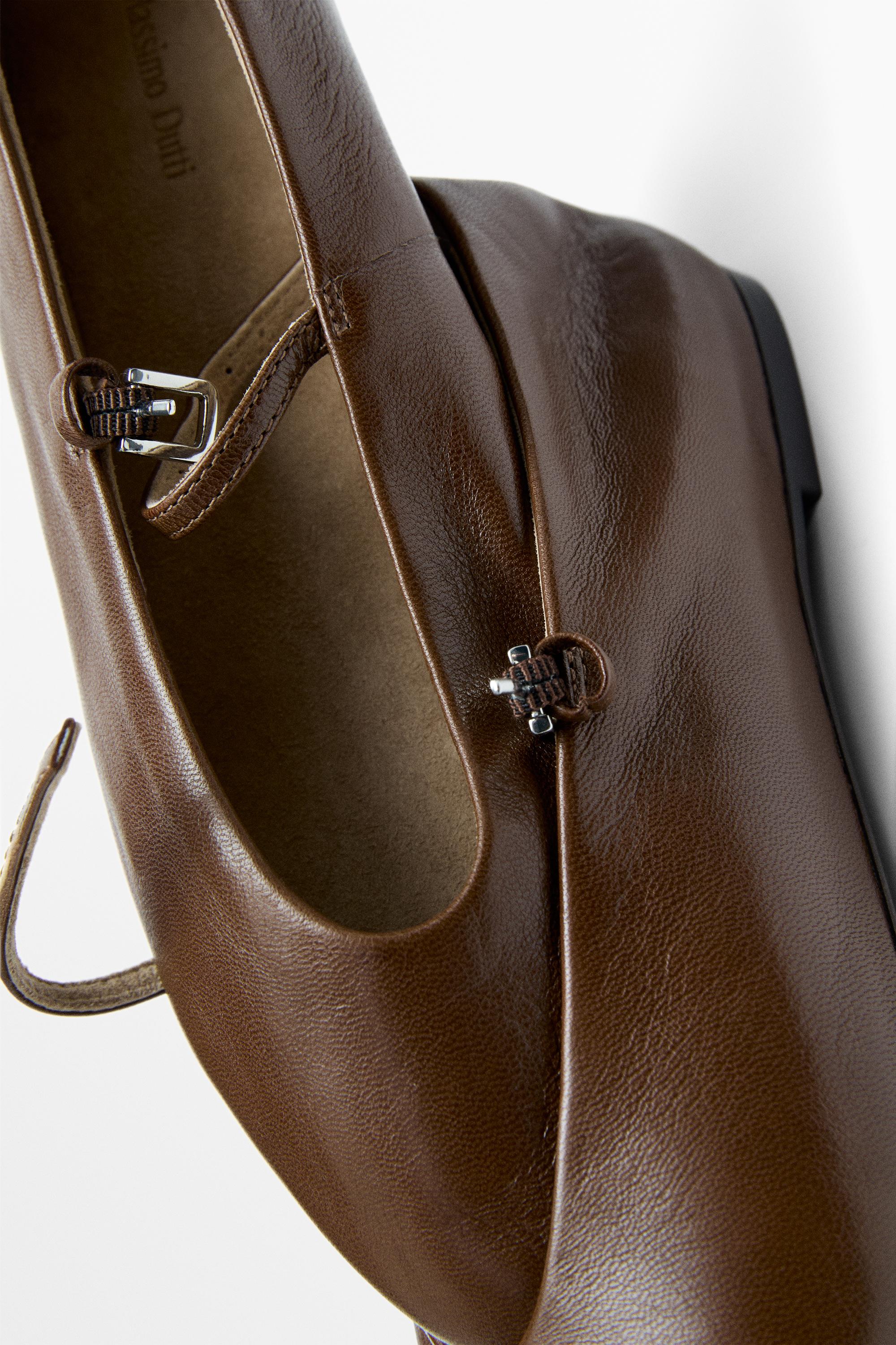 Soft leather ballerinas — HAZELNUT BROWN