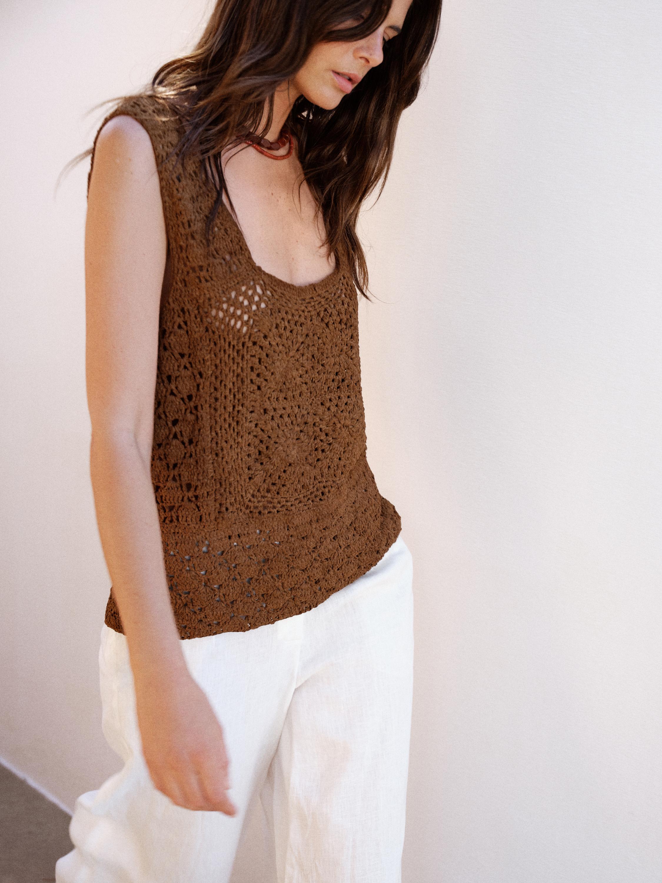 Top crochet piel ante