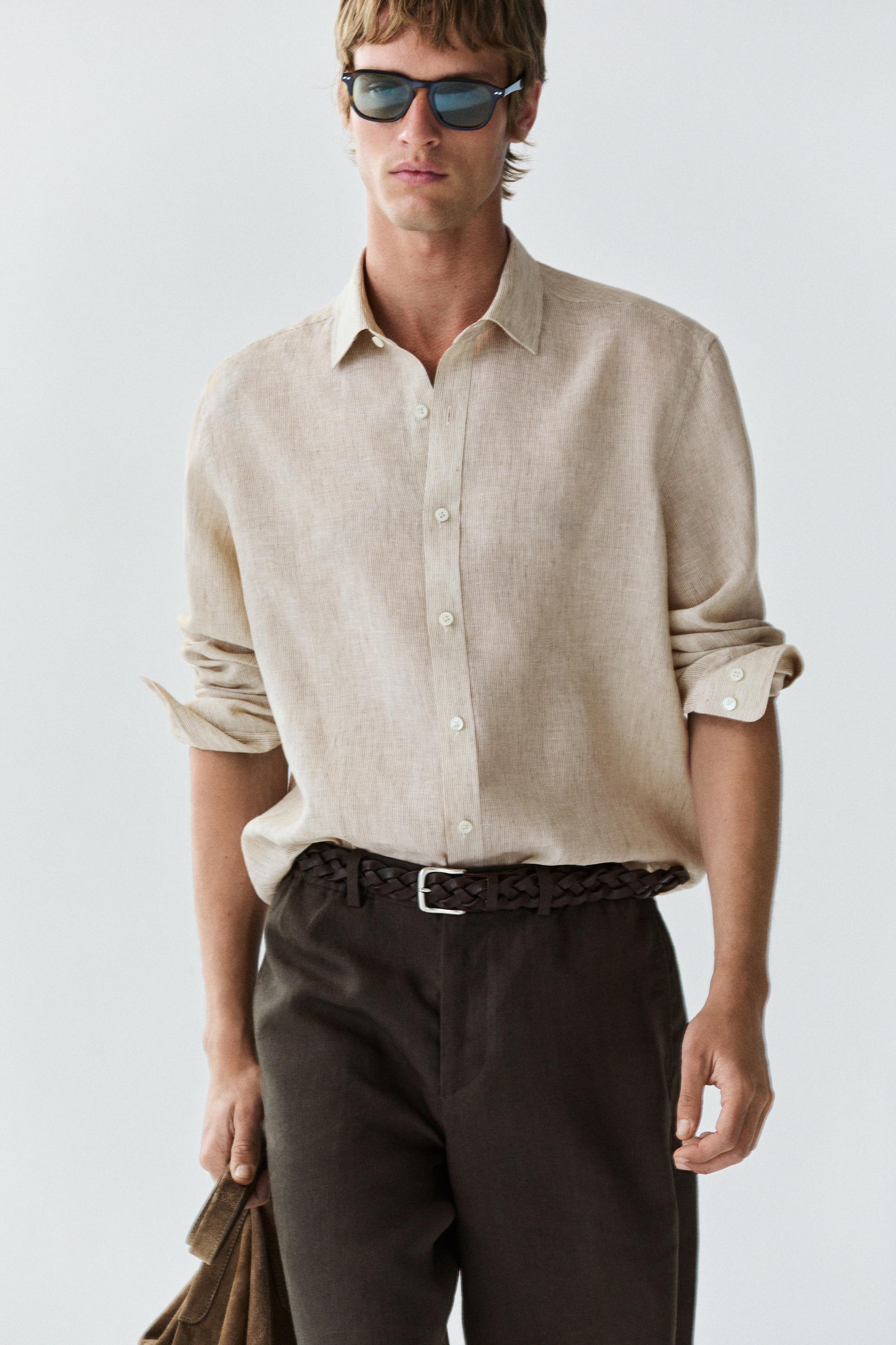 100% linen short Bermuda shorts — DARK GREEN