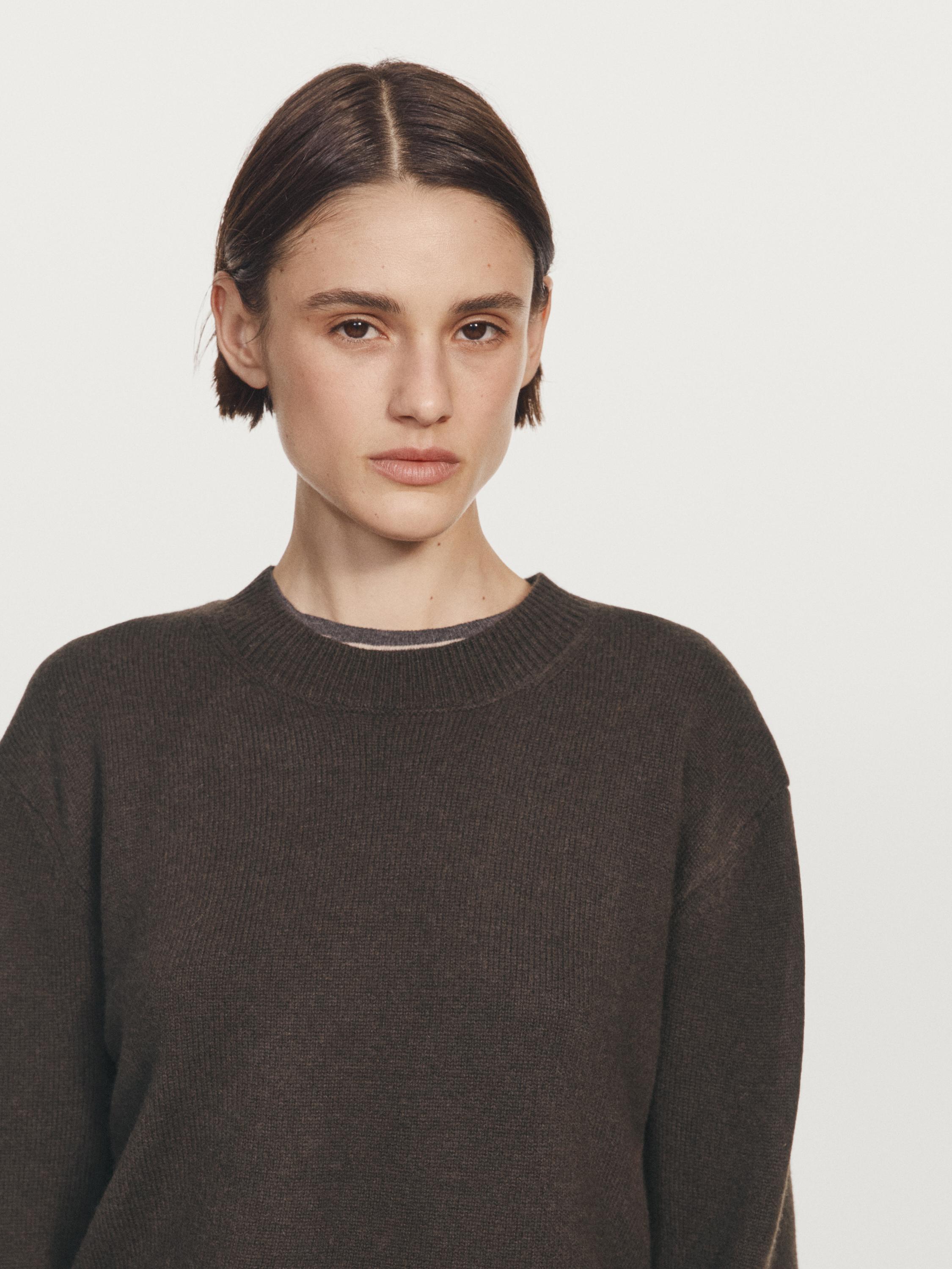 Wool blend crew neck sweater