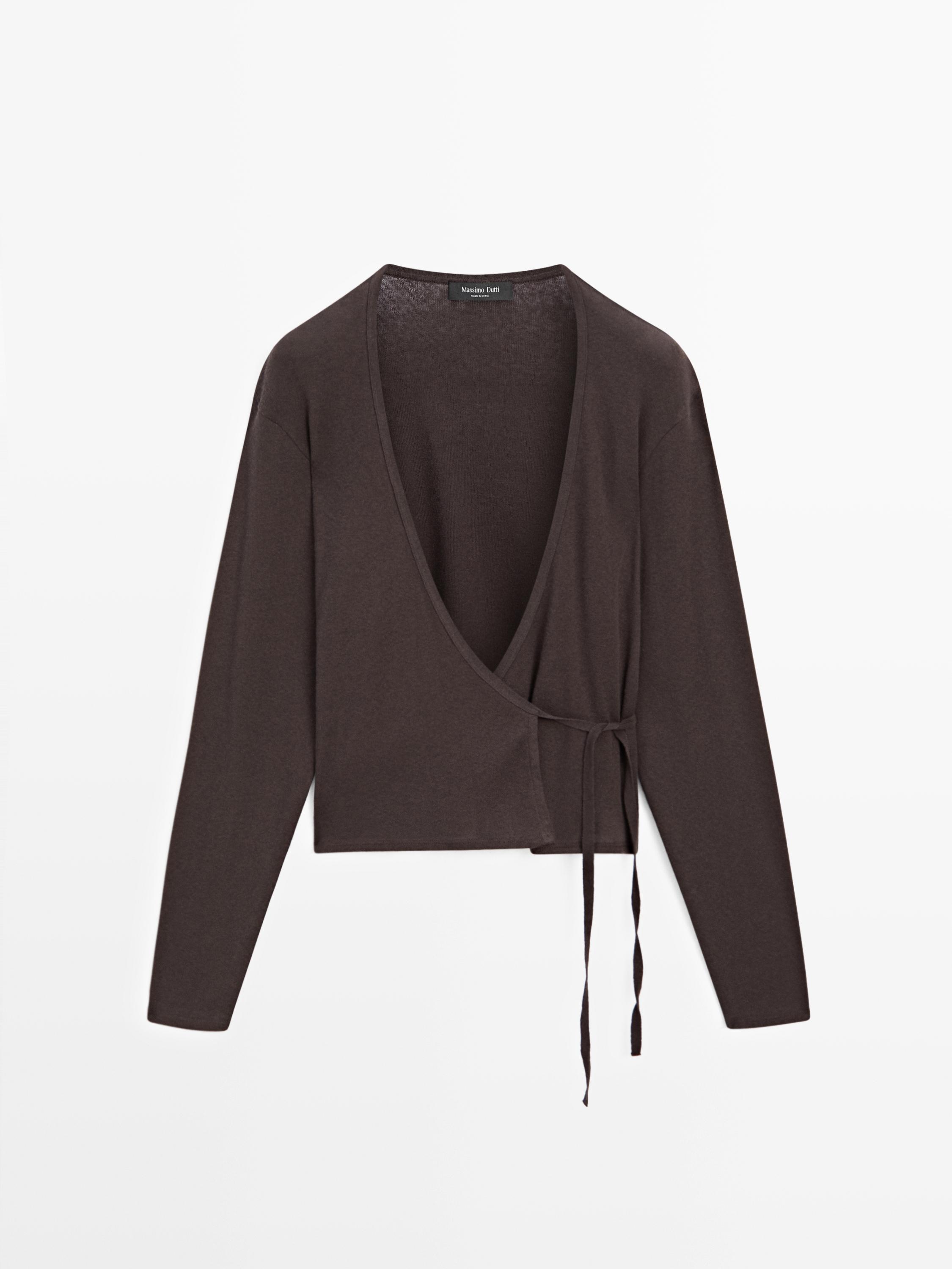 Cardigan cache-cœur en coton mélangé