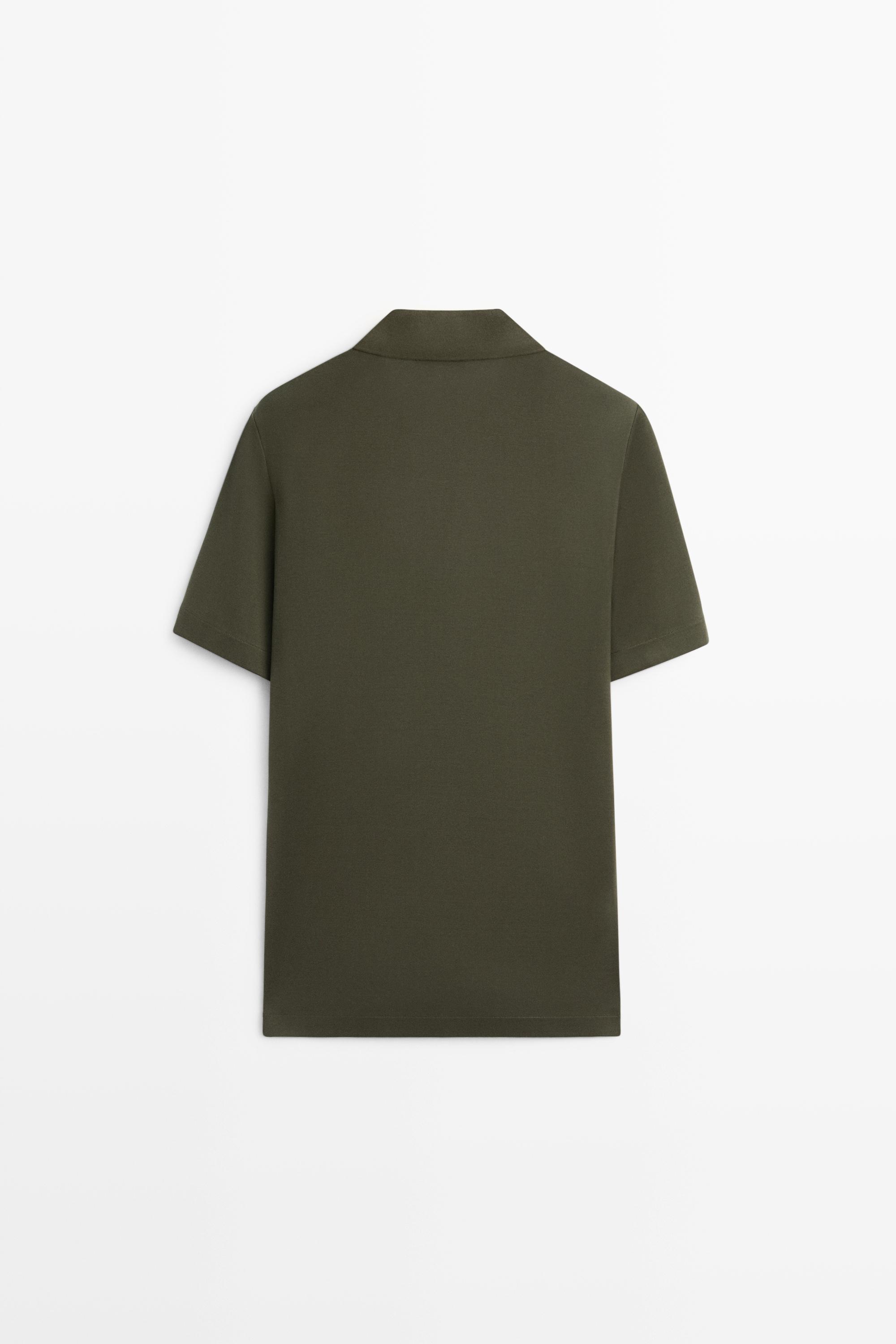 Short sleeve V-neck polo shirt — DARK GREEN