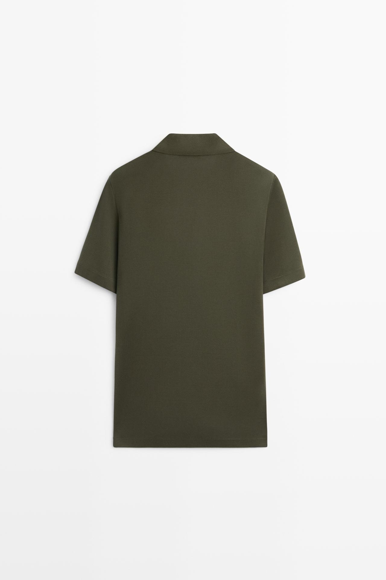 Short sleeve V-neck polo shirt — DARK GREEN