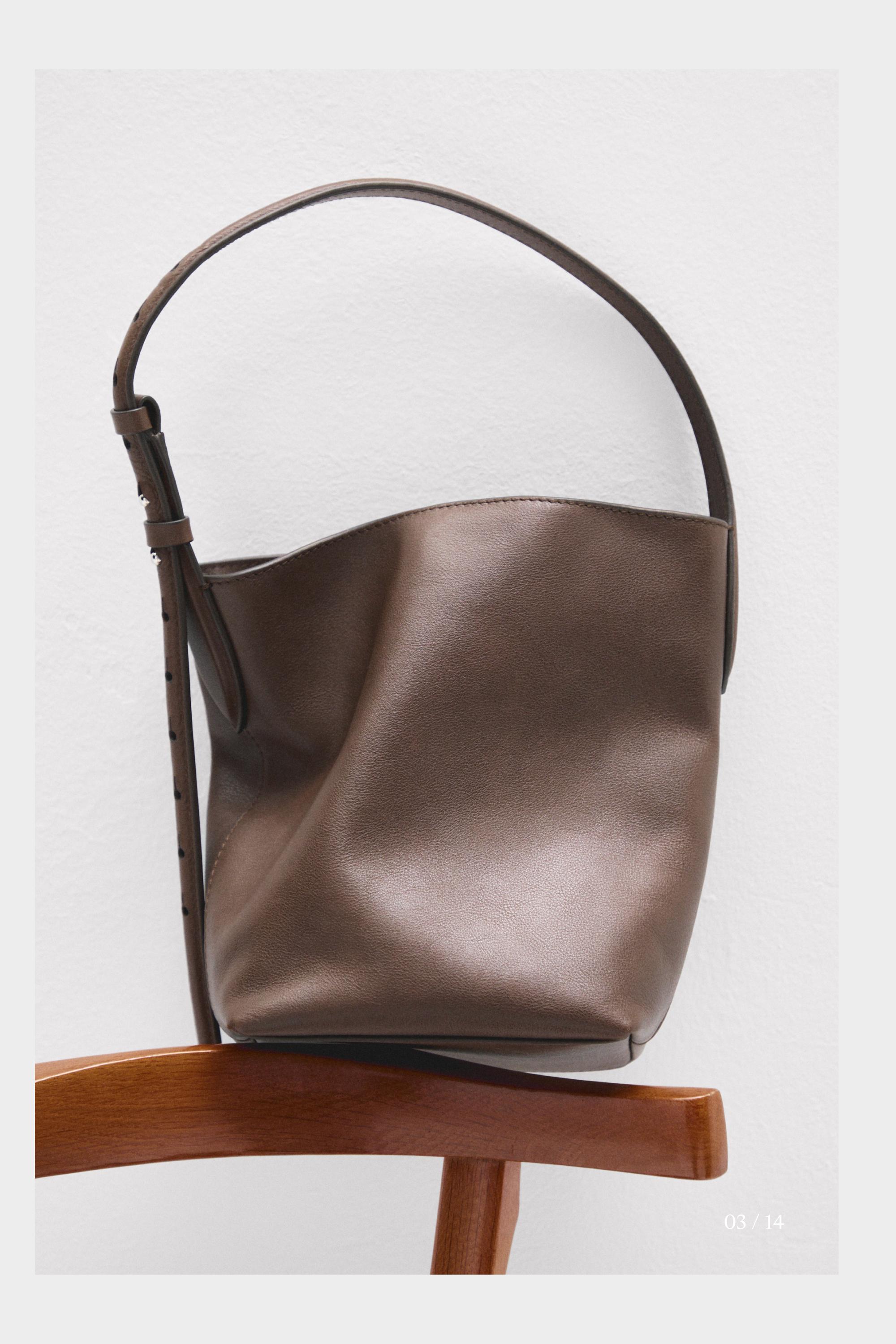 Nappa leather mini bucket bag — LEATHER
