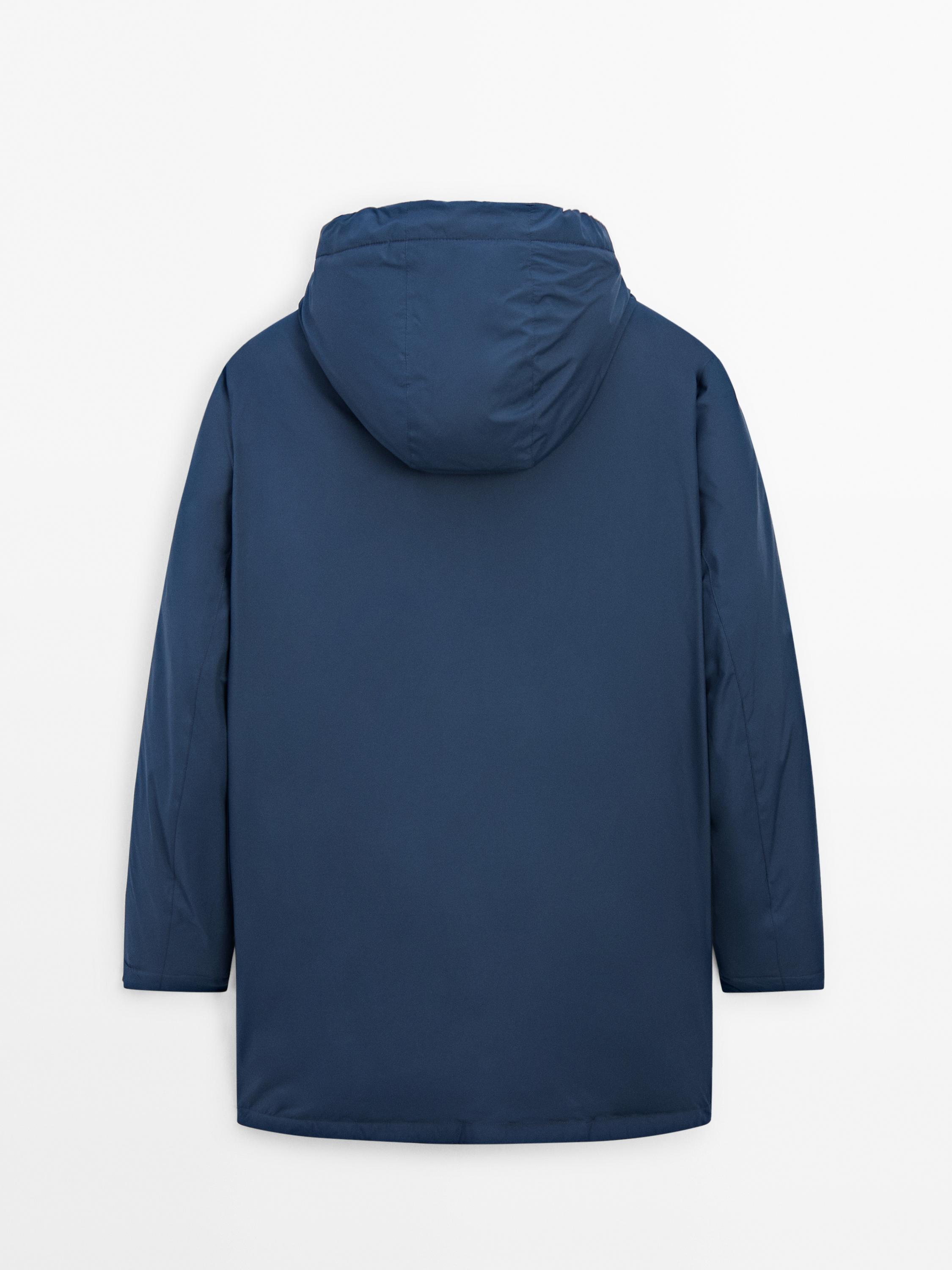 Long quilted down parka with hood