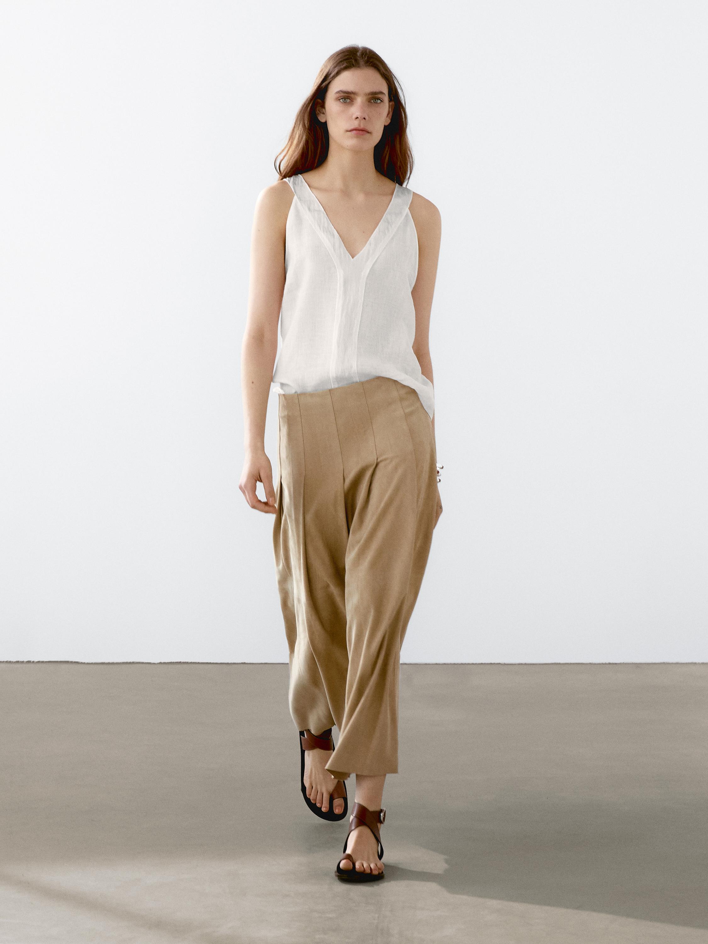 Flowing double fabric top