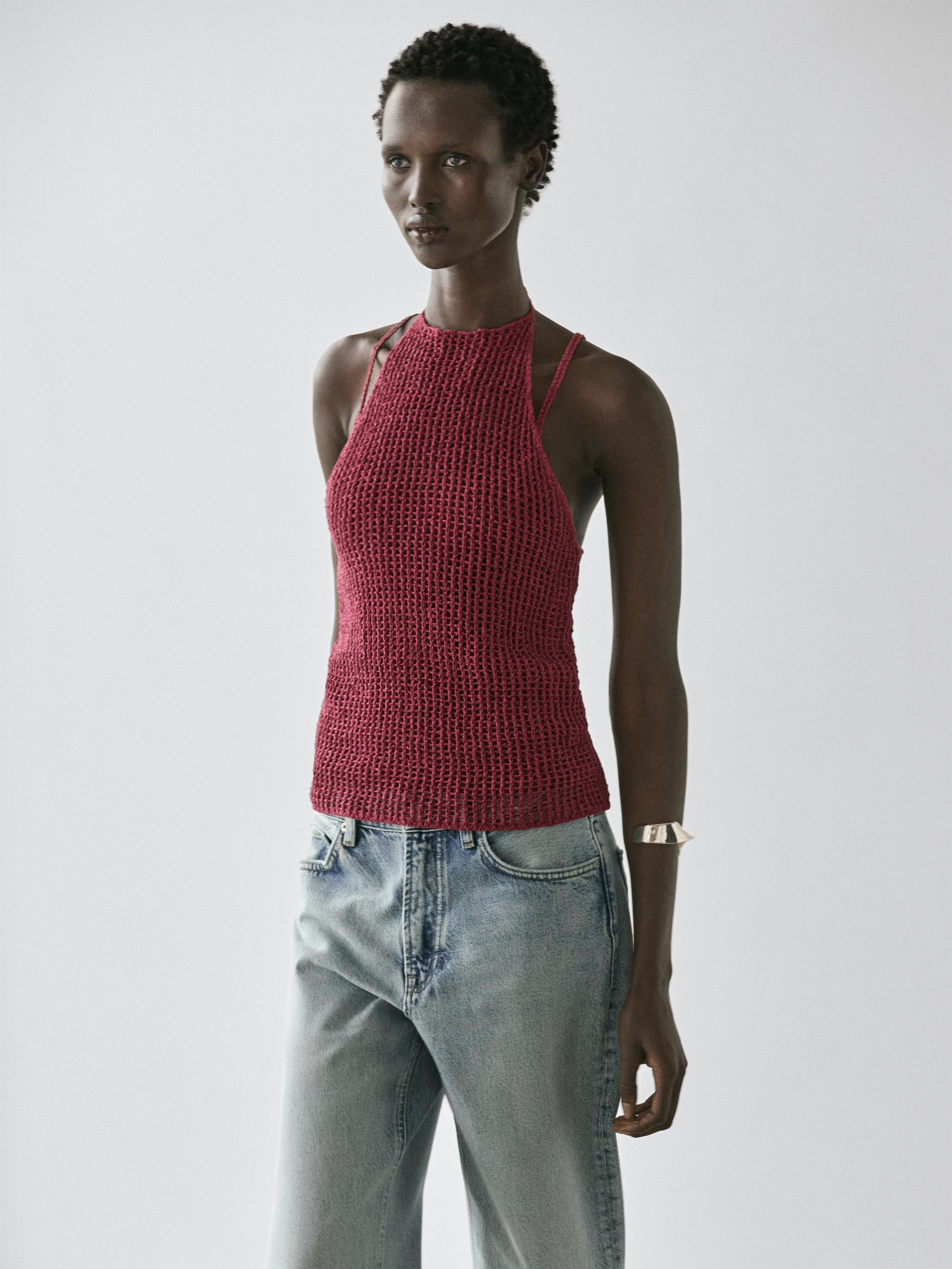 Double crochet knit top · Raspberry · Sweaters | Massimo Dutti