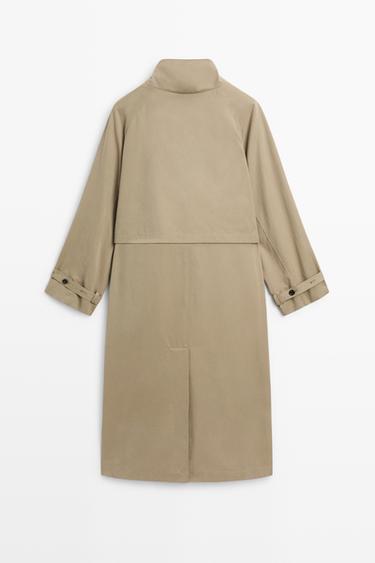 Long trench coat with buckle detail — Beige 6