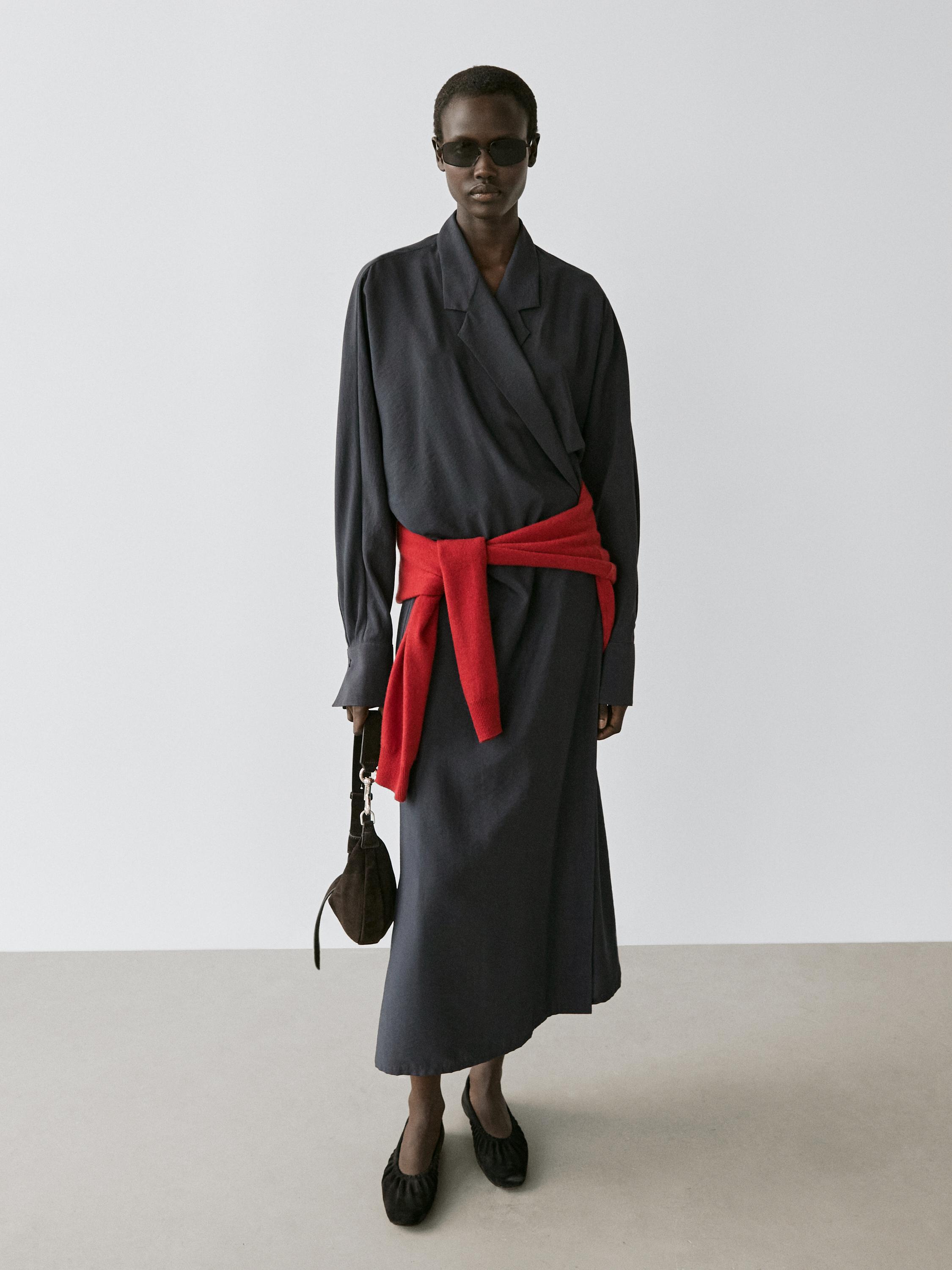 Midi dress with draped detail — LEAD