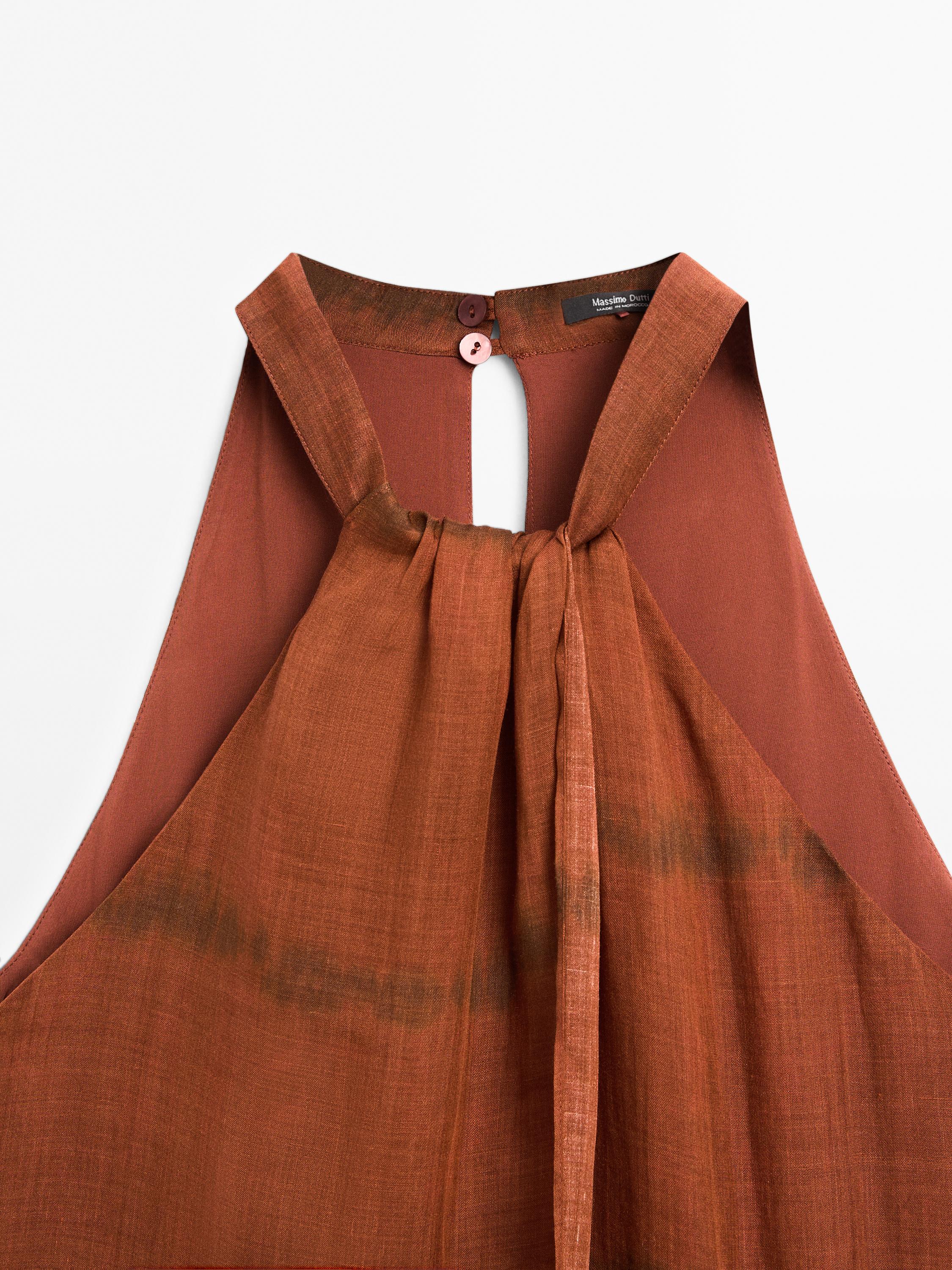 【Massimo Dutti】Long striped halter dress Massimo Dutti + Linen Blend Halter Dress
