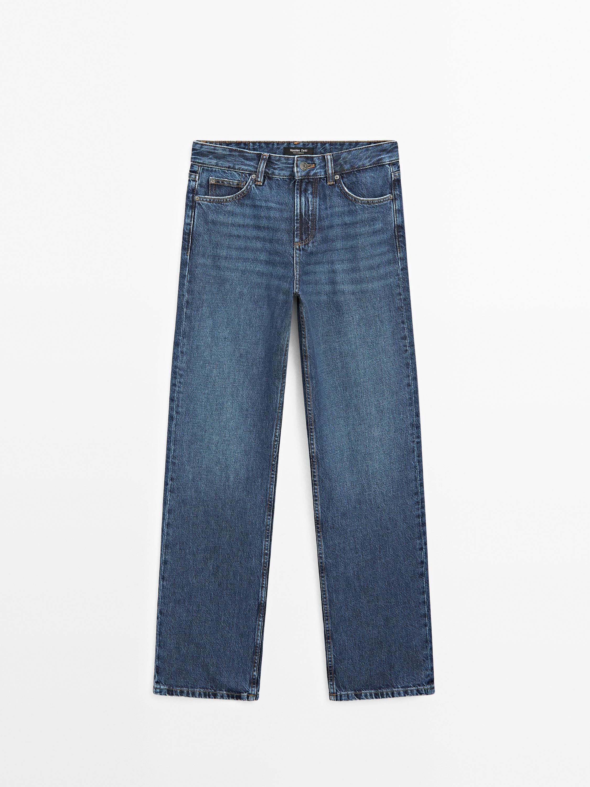 Straight-Fit-Jeans mit halbhohem Bund