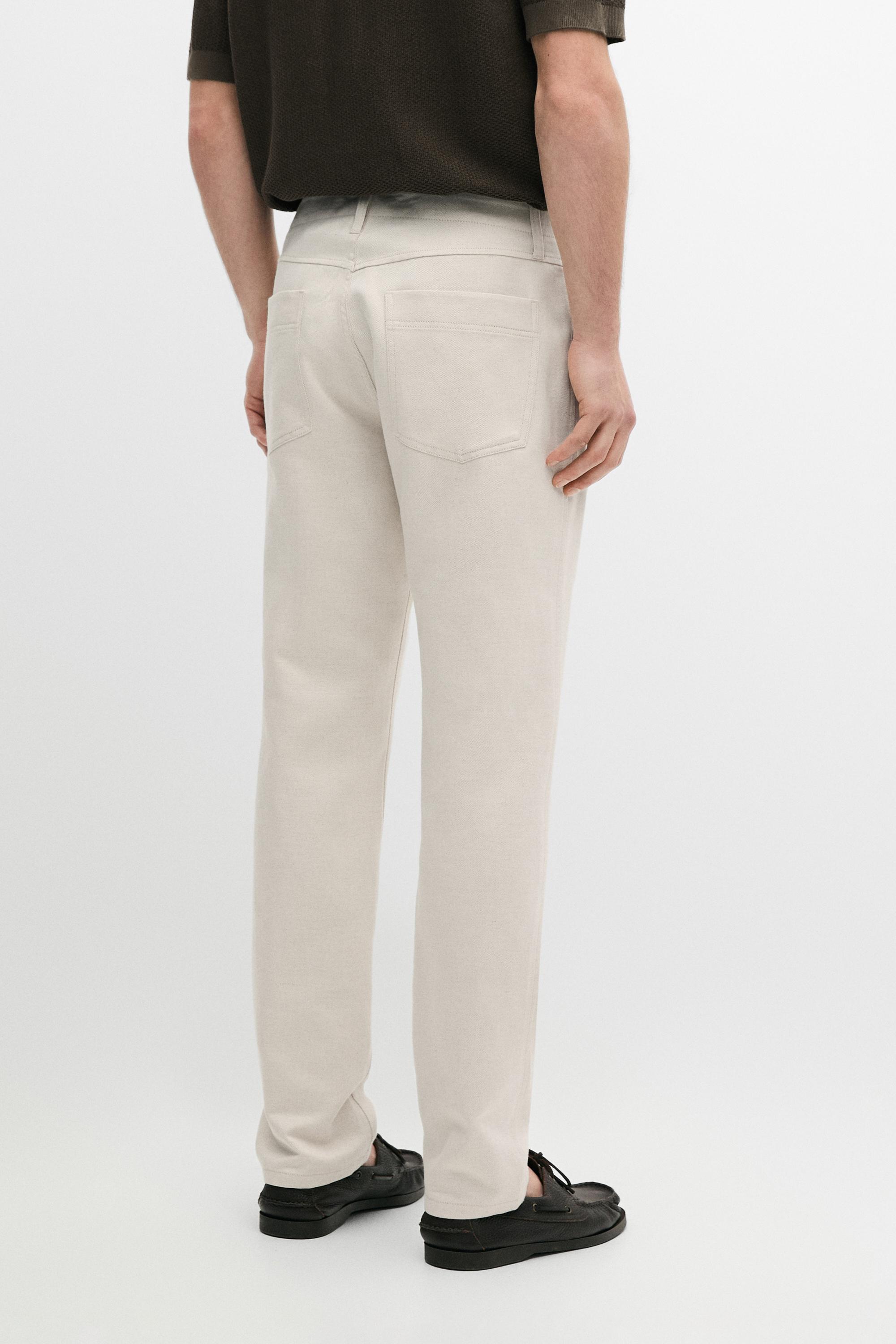 Cotton and linen tapered fit jeans — CREAM